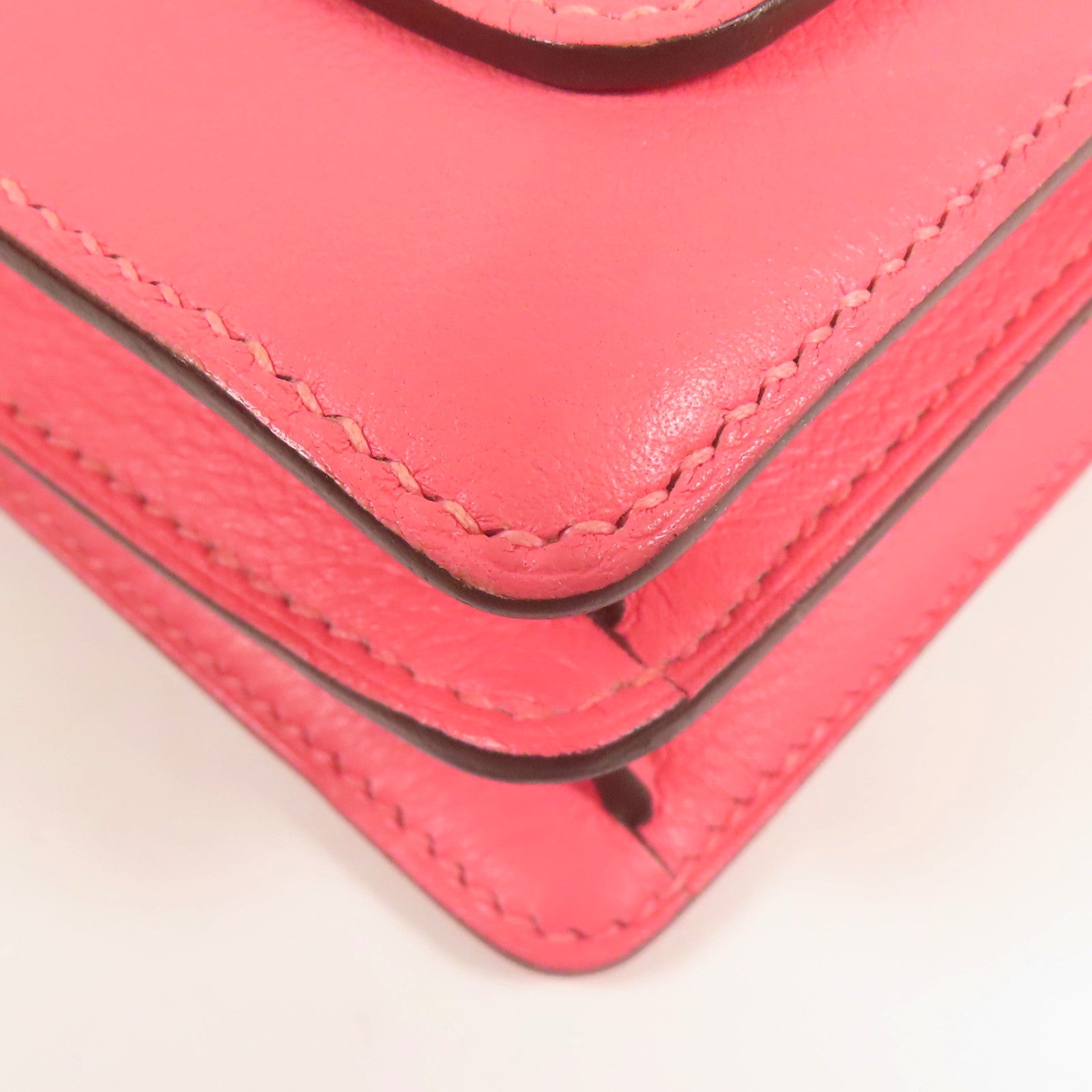 HERMES 【激減優惠】Evercolor皮革Mini Roulis銀扣肩背袋Rose Azalee