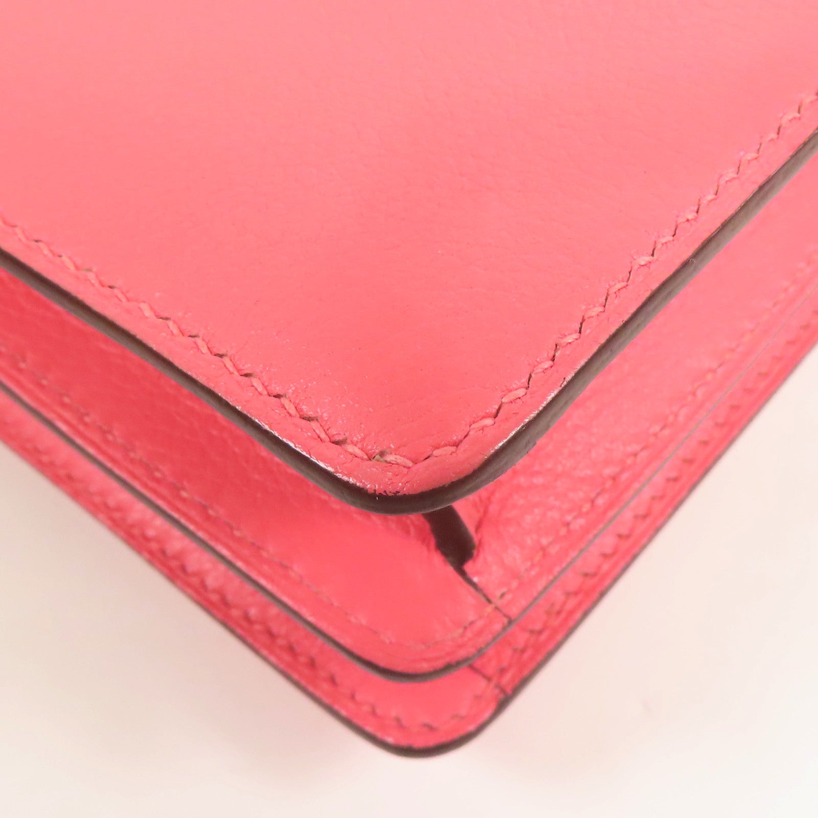 HERMES 【激減優惠】Evercolor皮革Mini Roulis銀扣肩背袋Rose Azalee