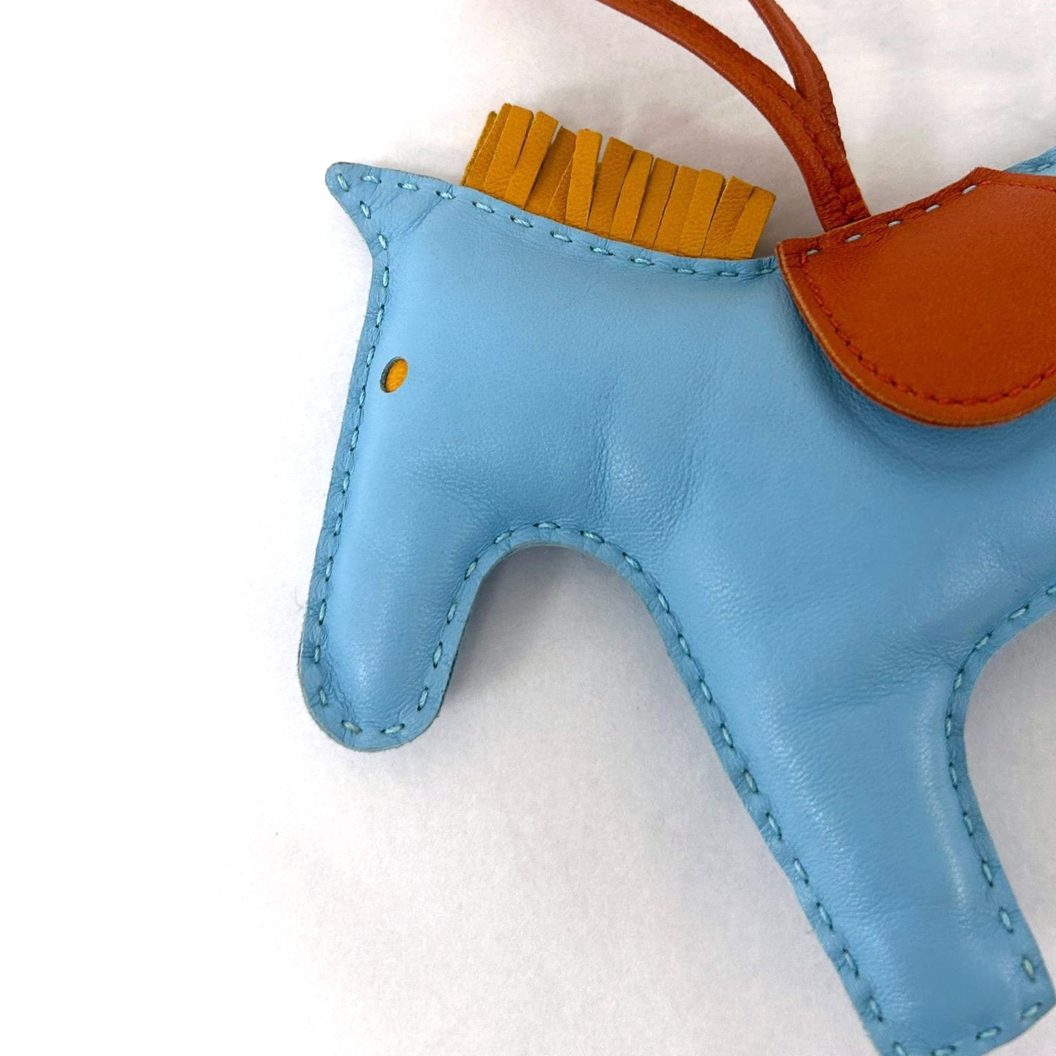 HERMES Rodeo GM Charm Milo Leather Blue