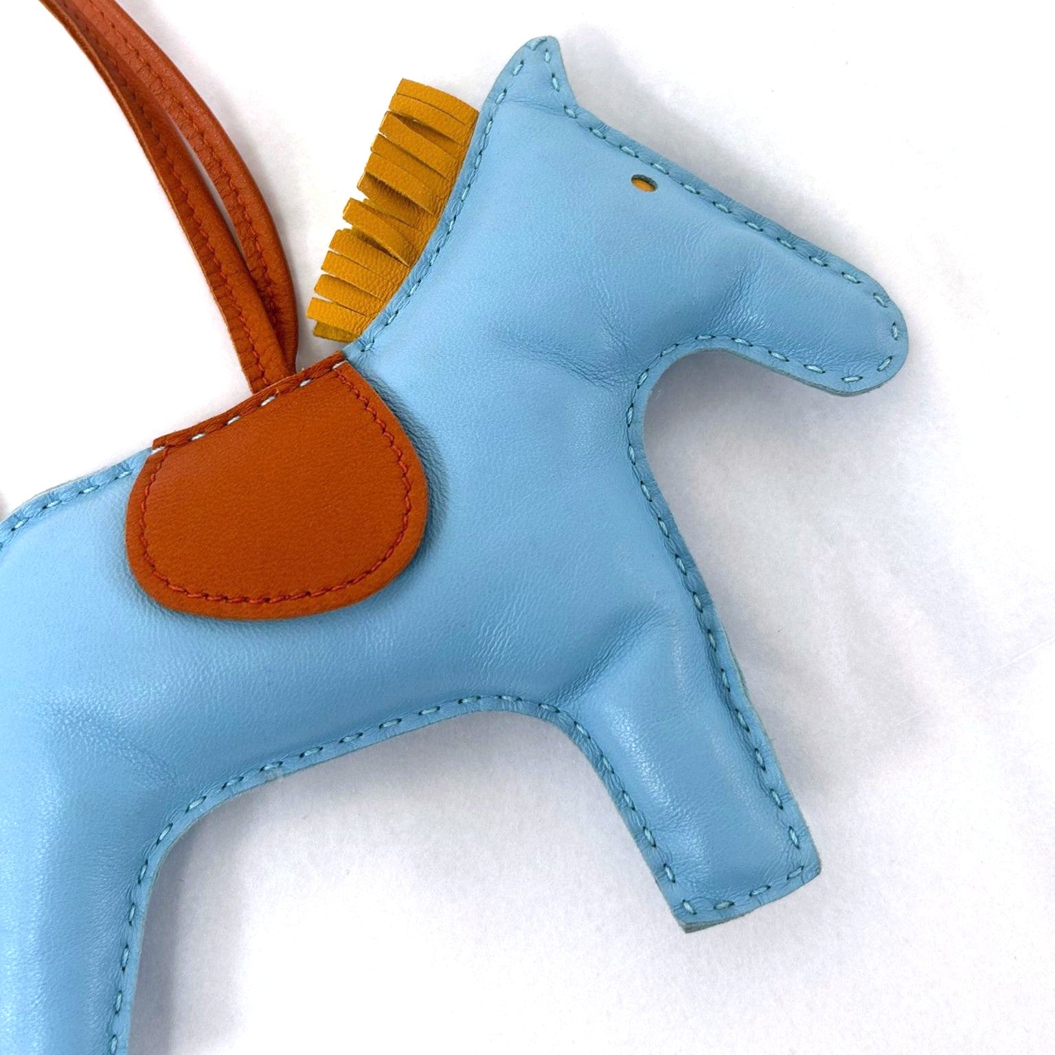 HERMES Rodeo GM Charm Milo Leather Blue