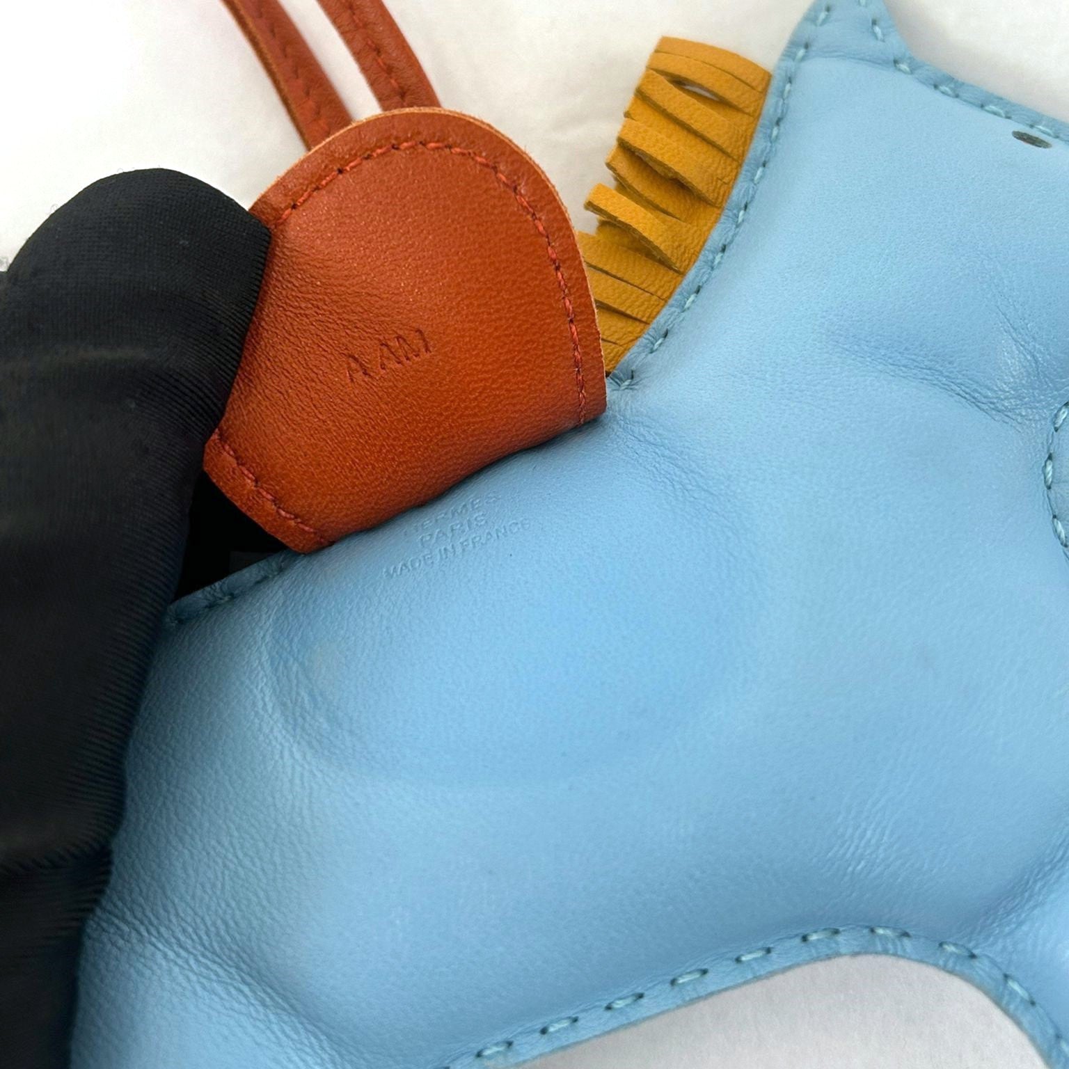 HERMES Rodeo GM Charm Milo Leather Blue