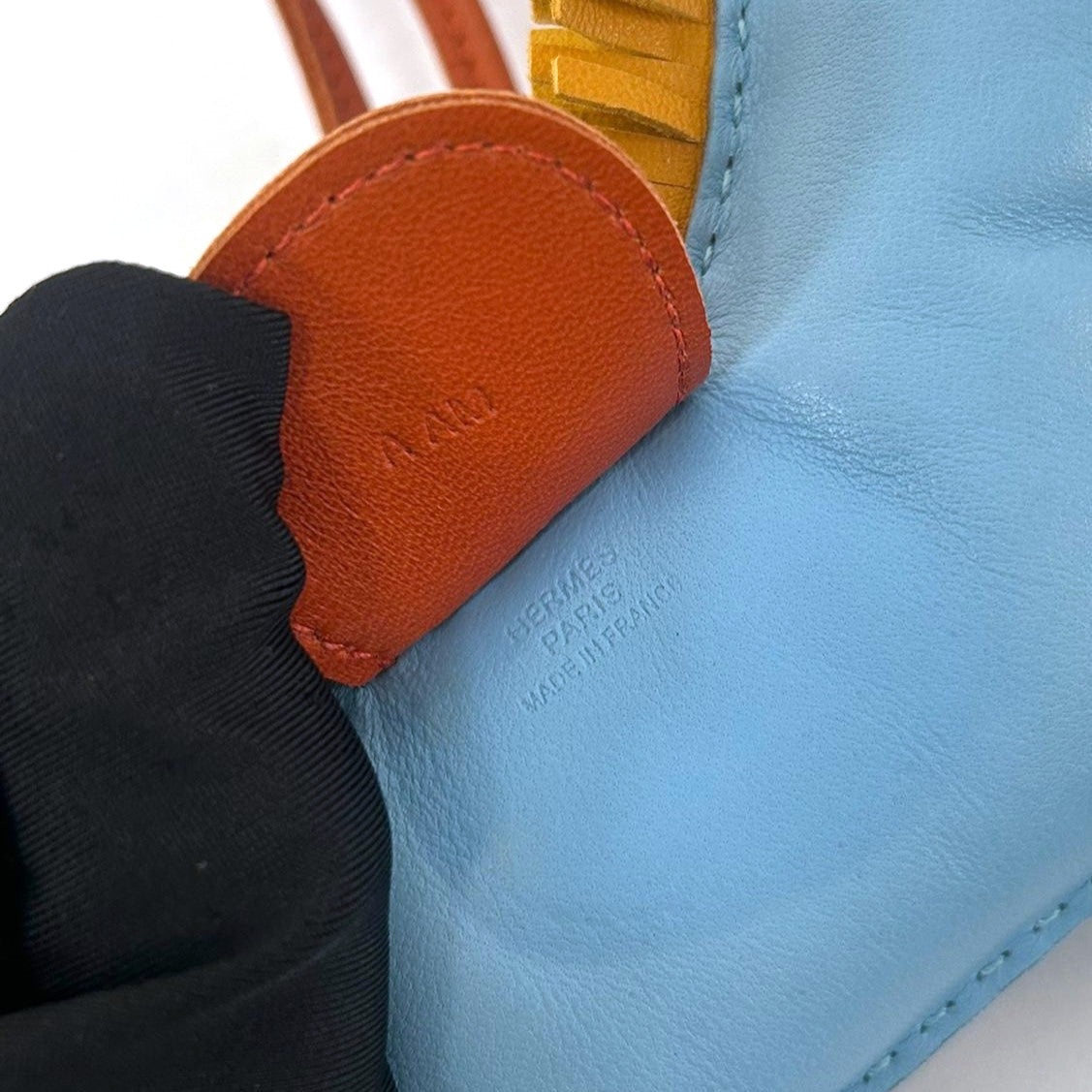 HERMES Rodeo GM Charm Milo Leather Blue