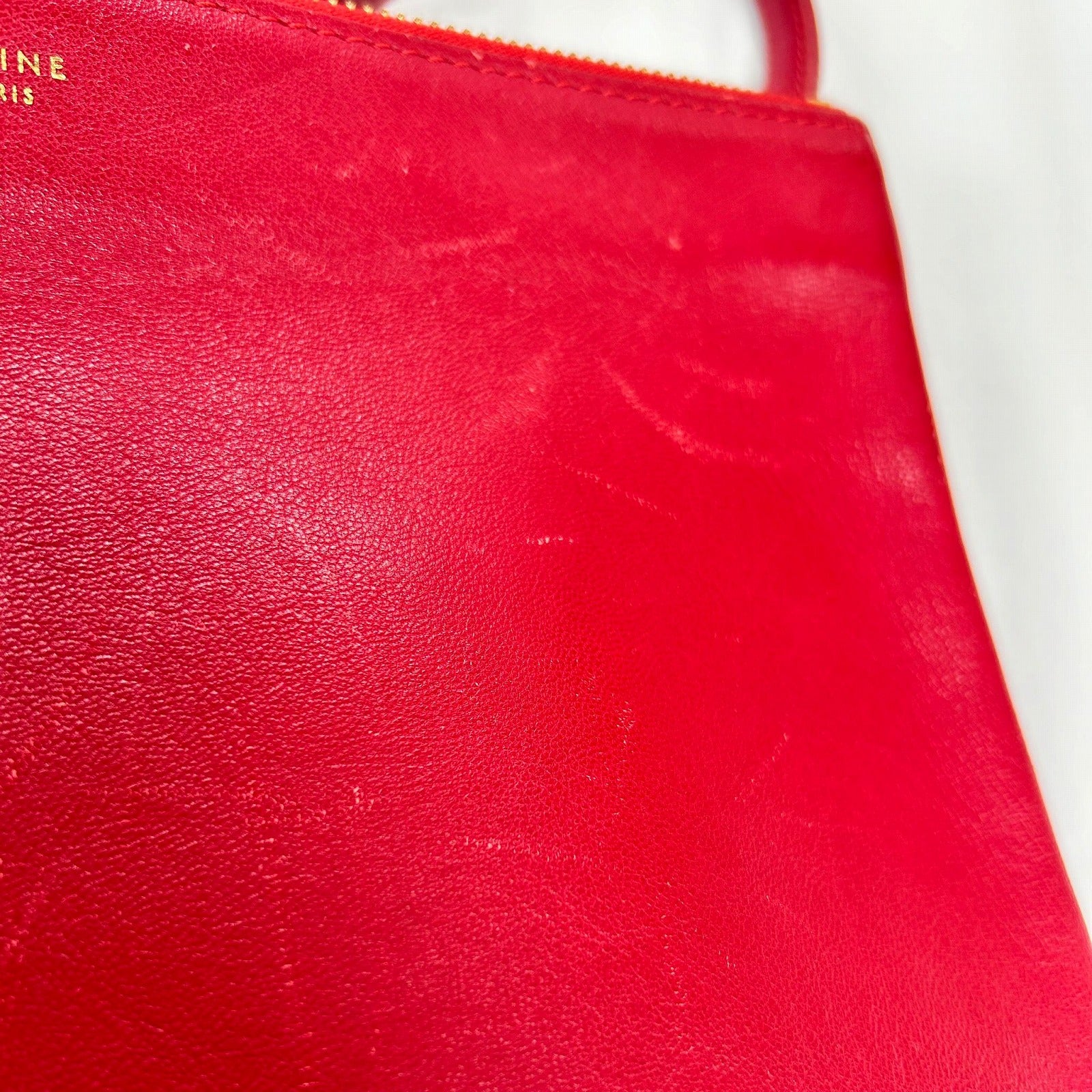CELINE 【激減優惠】牛皮皮革Torio金扣肩背袋紅色