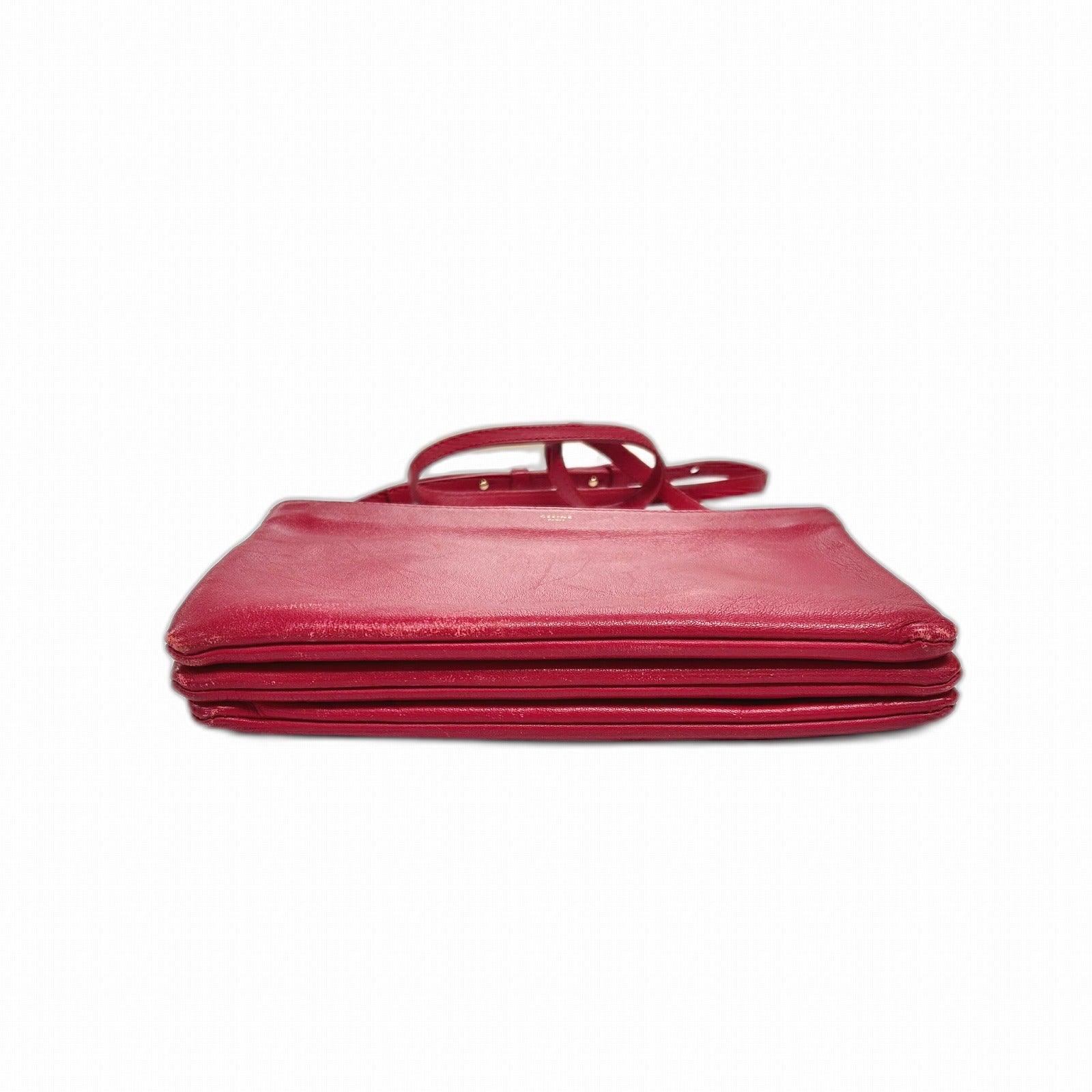 CELINE 【激減優惠】牛皮皮革Torio金扣肩背袋紅色