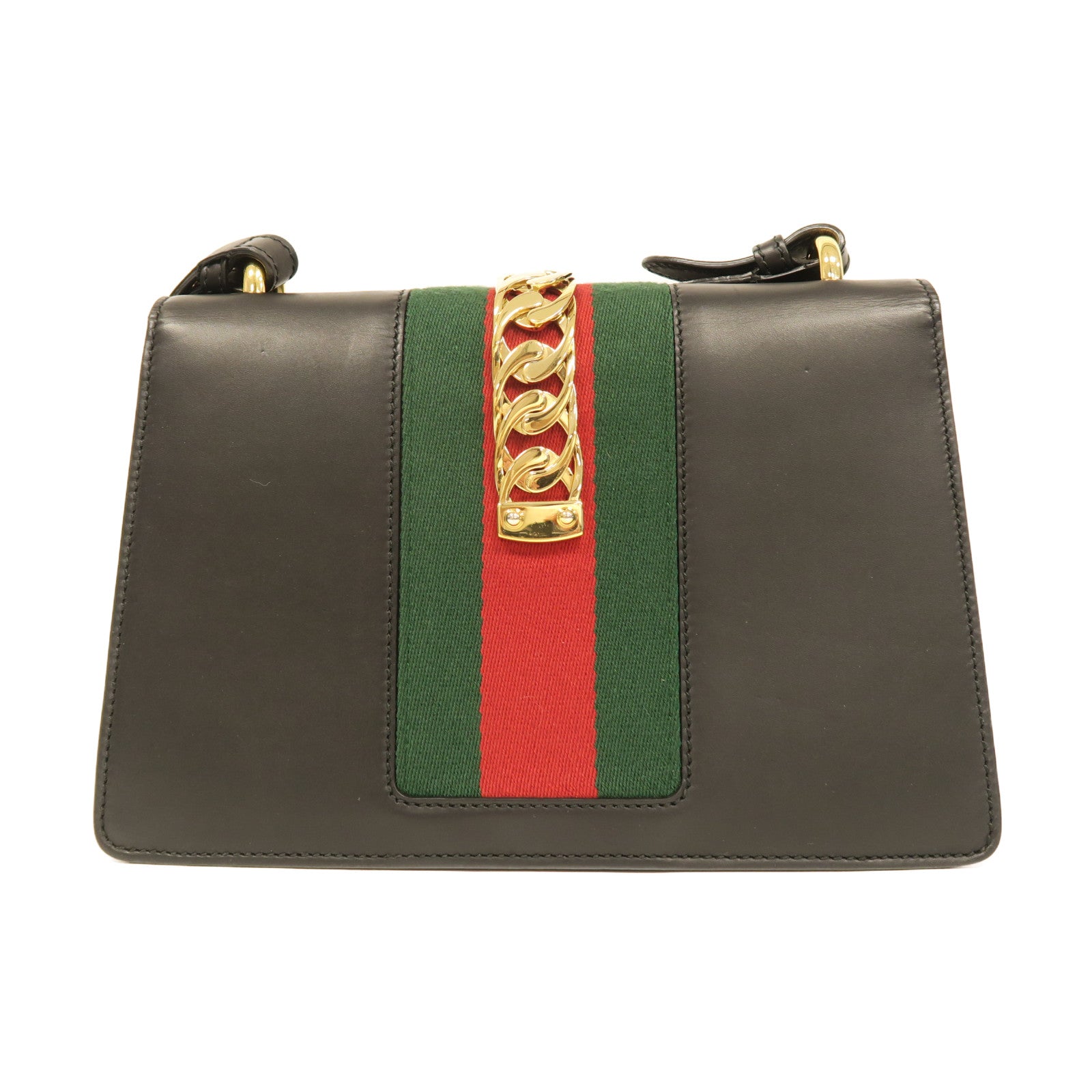 GUCCI 【激減優惠】牛皮皮革Sylvie Small金扣肩背袋黑色