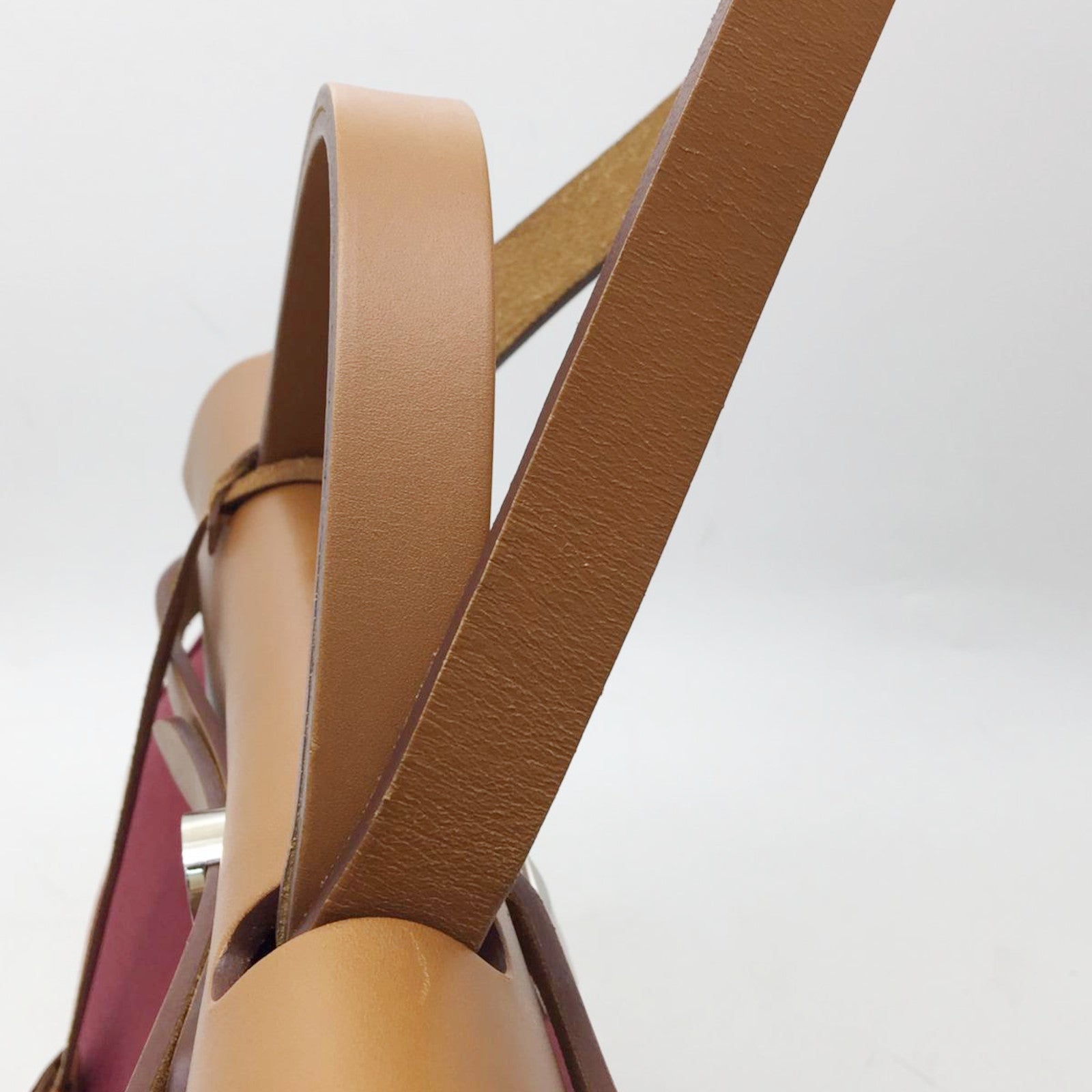 HERMES 帆布Herbag Shoulder Bag银扣肩背袋Ruby红色