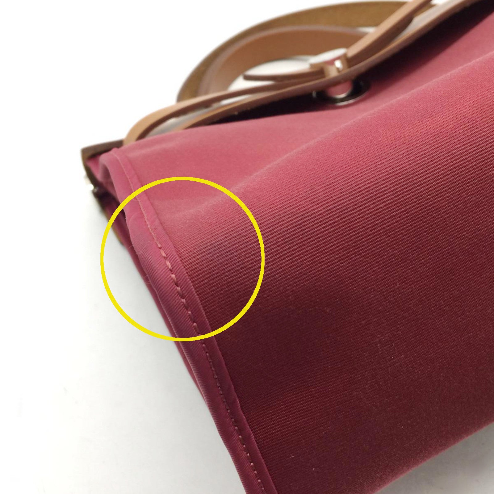 HERMES 帆布Herbag Shoulder Bag银扣肩背袋Ruby红色