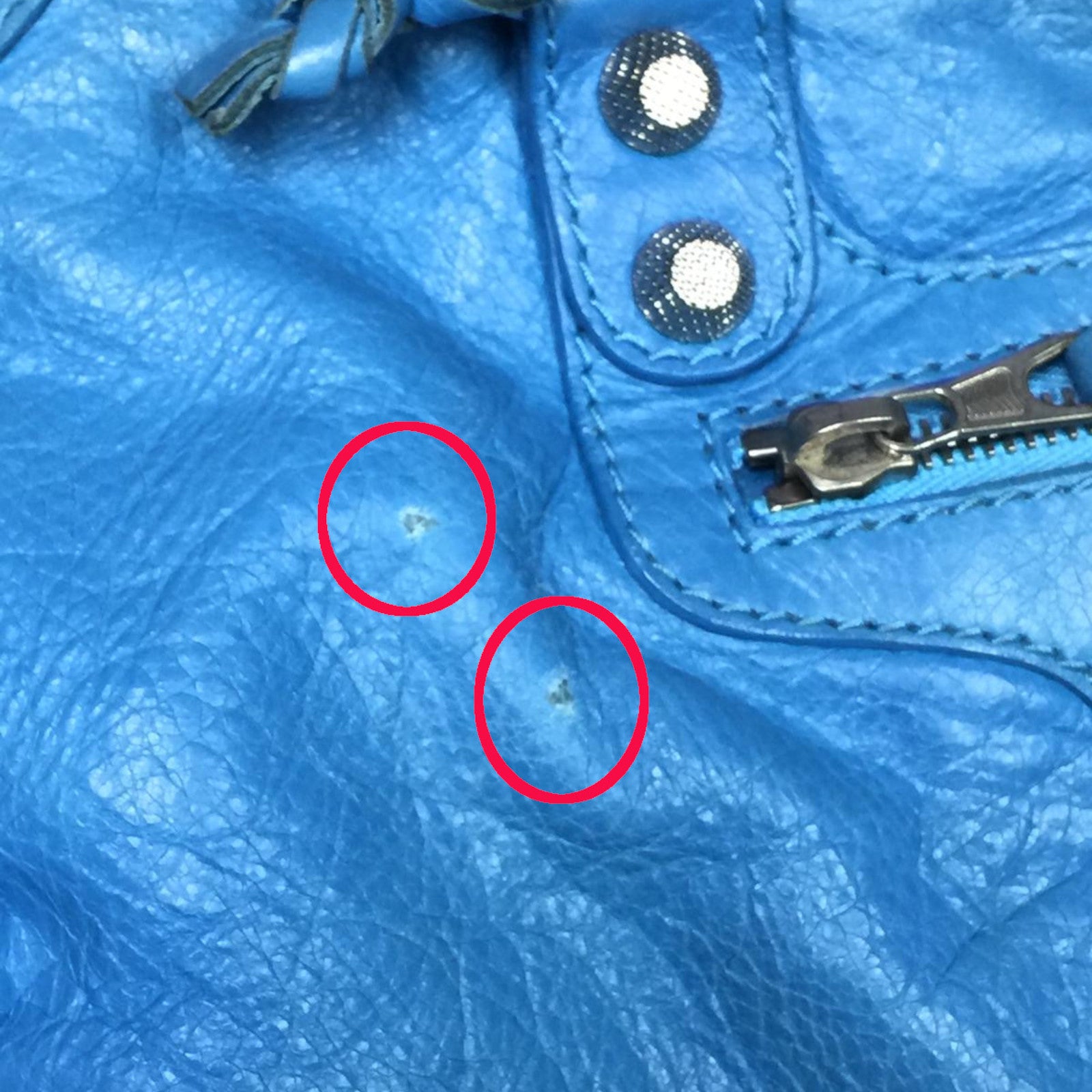 BALENCIAGA 牛皮皮革Shoulder Bag银扣手挽肩背两用袋蓝色