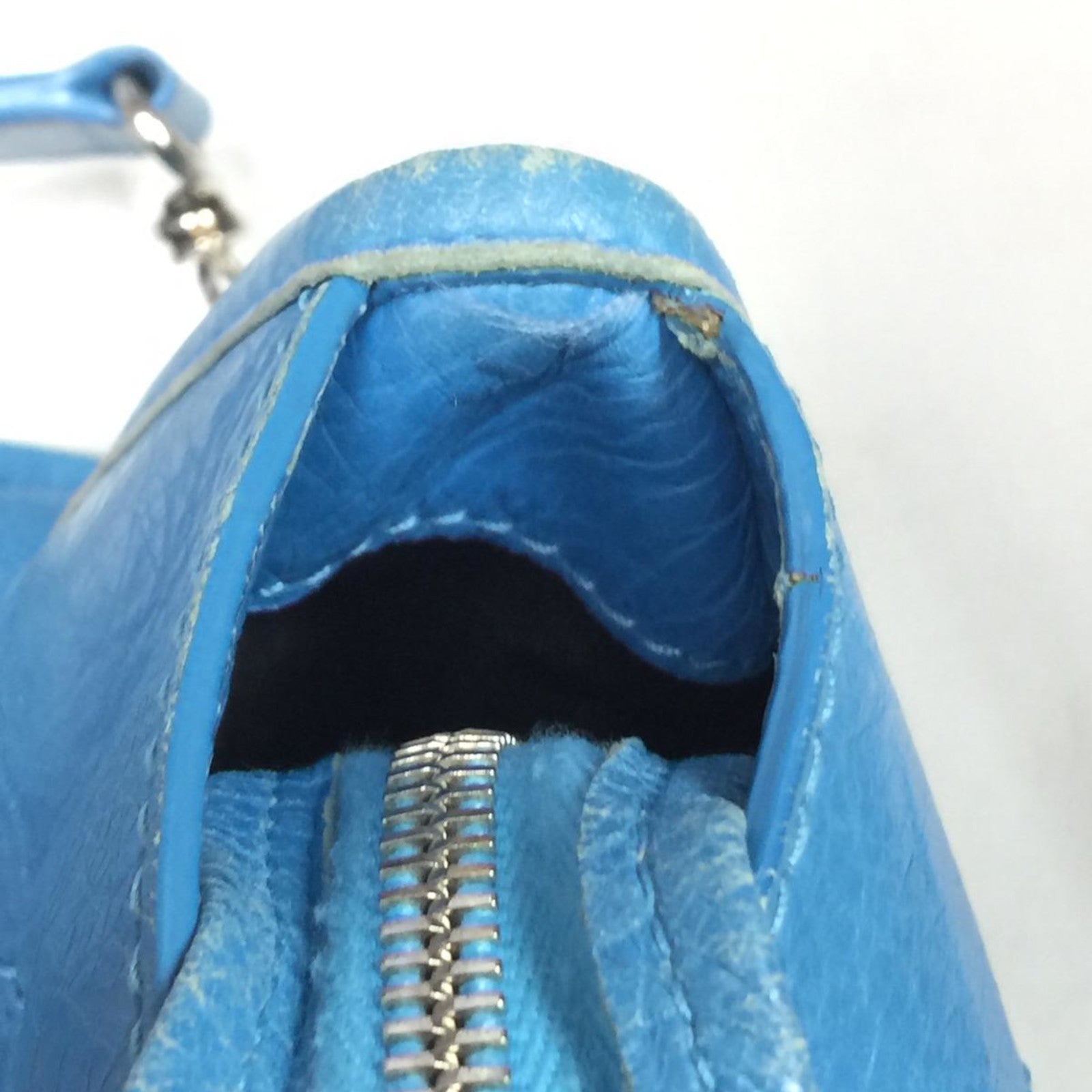 BALENCIAGA 牛皮皮革Shoulder Bag银扣手挽肩背两用袋蓝色