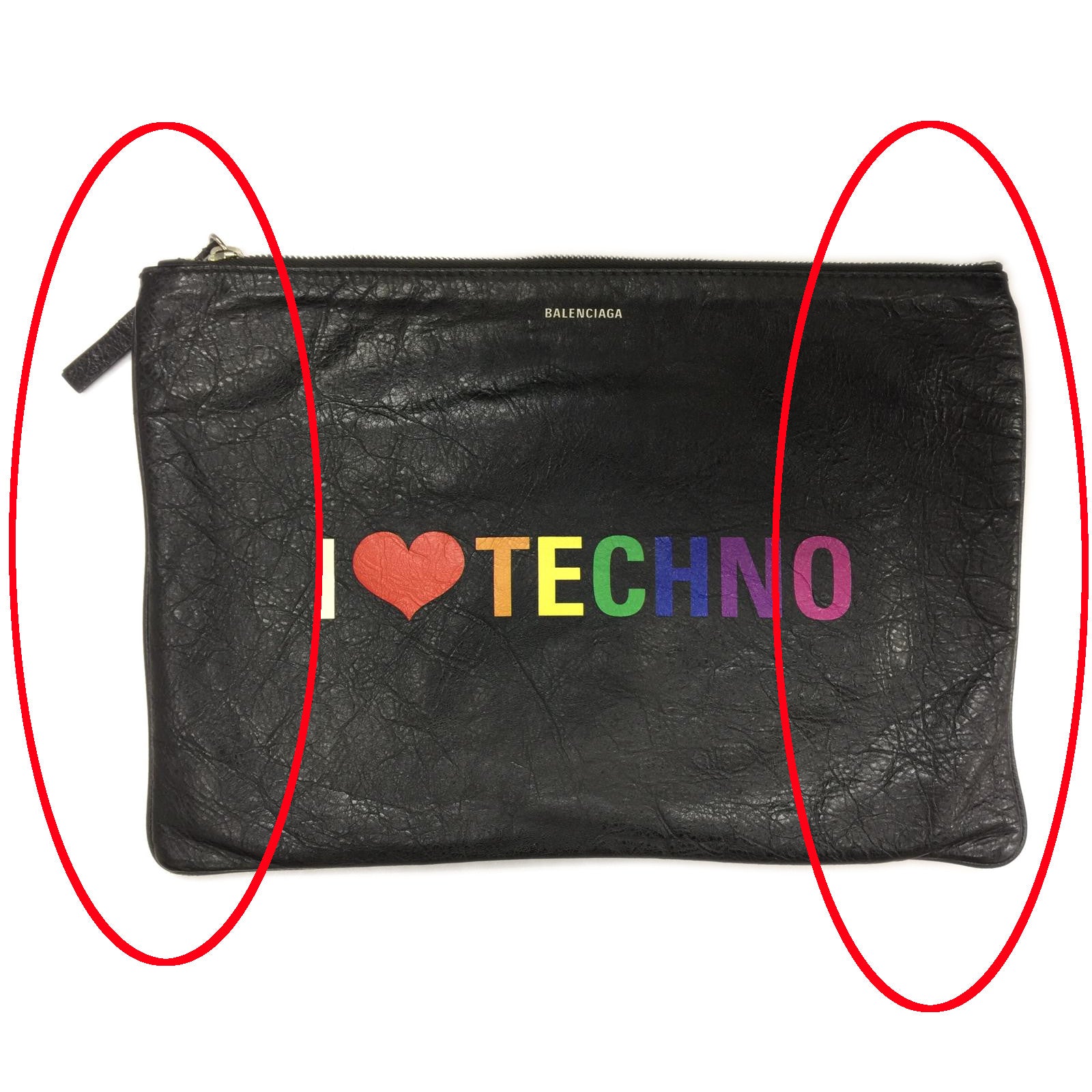 BALENCIAGA 牛皮皮革Pouch手拿包黑色