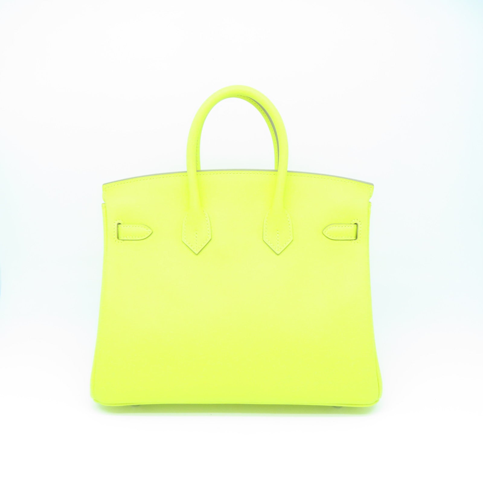 HERMES 【清倉大減價】Swift皮革Birkin 25銀扣手挽袋Lime黃色