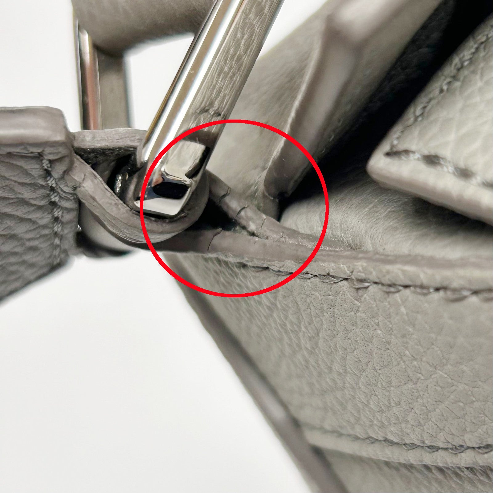 LOEWE 牛皮皮革Small Puzzle Edge 2 Way Shoulder銀扣手挽肩背兩用袋灰色