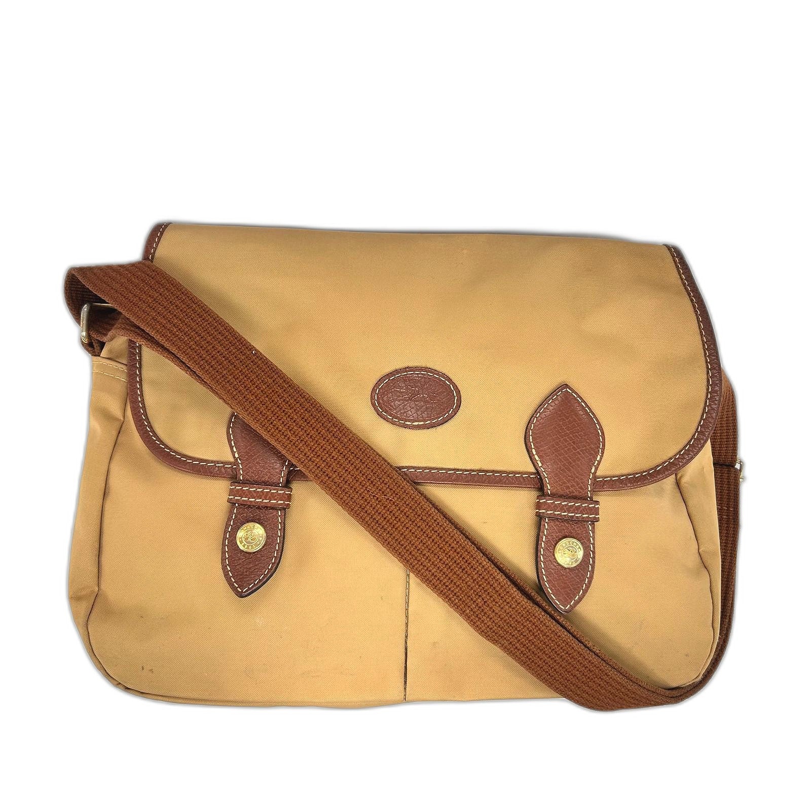 Longchamp 帆布Shoulder Bag金扣肩背袋米色