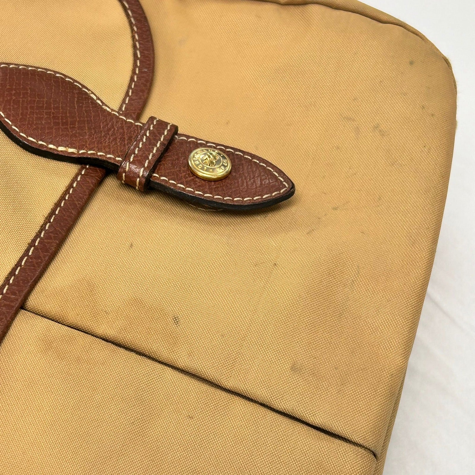 Longchamp 帆布Shoulder Bag金扣肩背袋米色