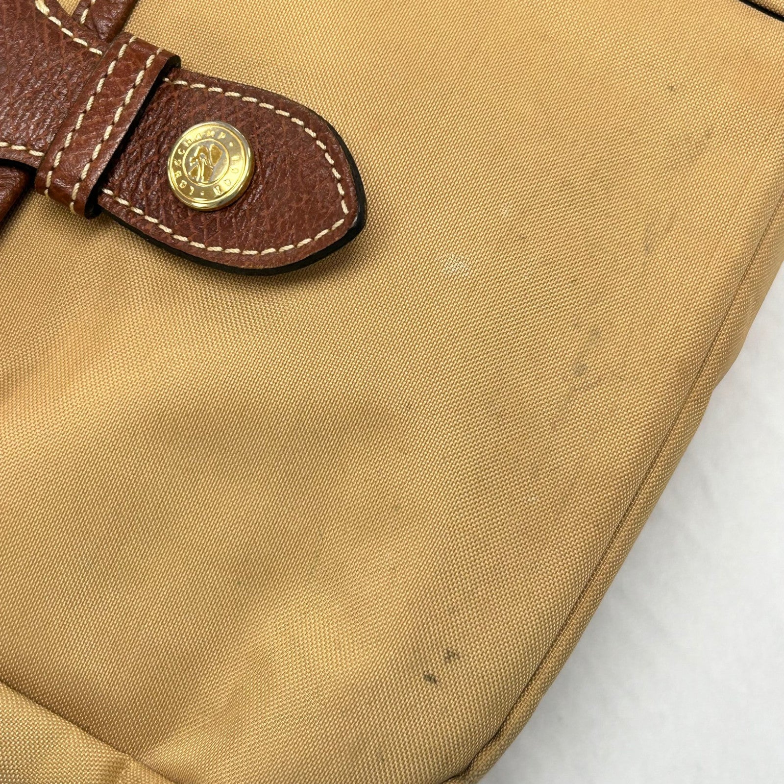 Longchamp 帆布Shoulder Bag金扣肩背袋米色
