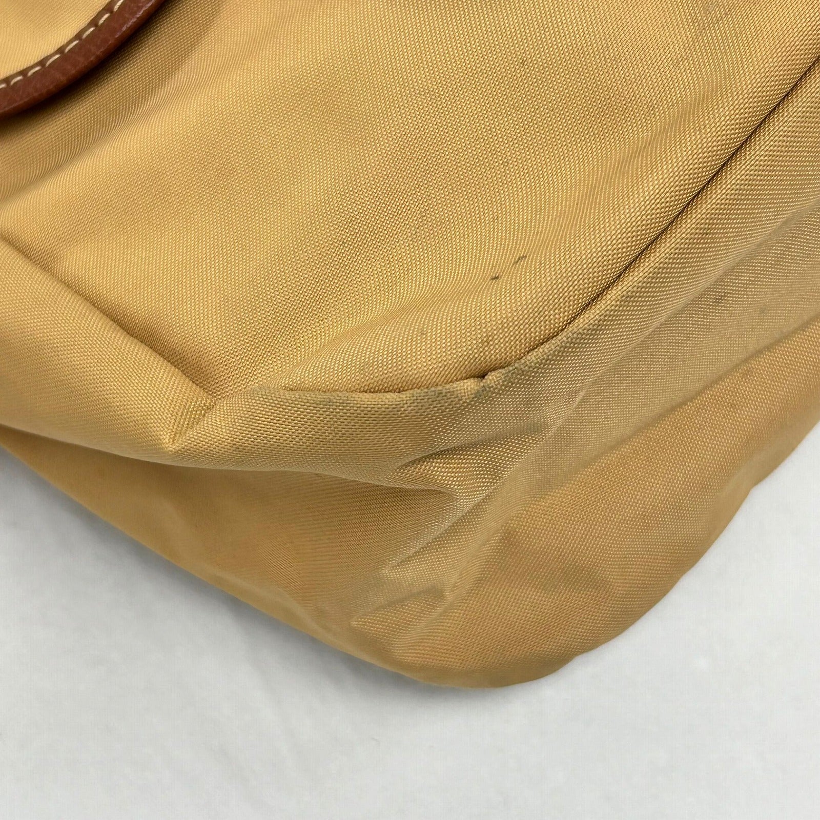 Longchamp 帆布Shoulder Bag金扣肩背袋米色
