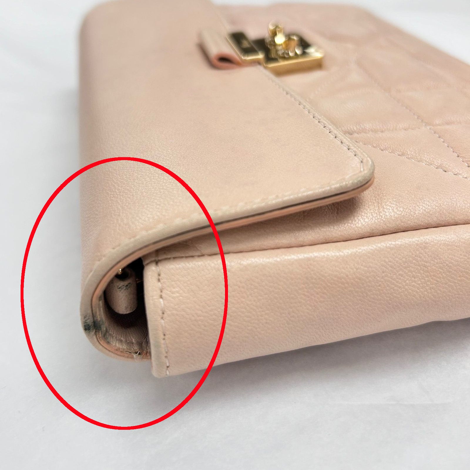 Dior 羊皮皮革Miss Dior Shoulder Bag金扣鏈手挽肩背兩用袋粉紅色