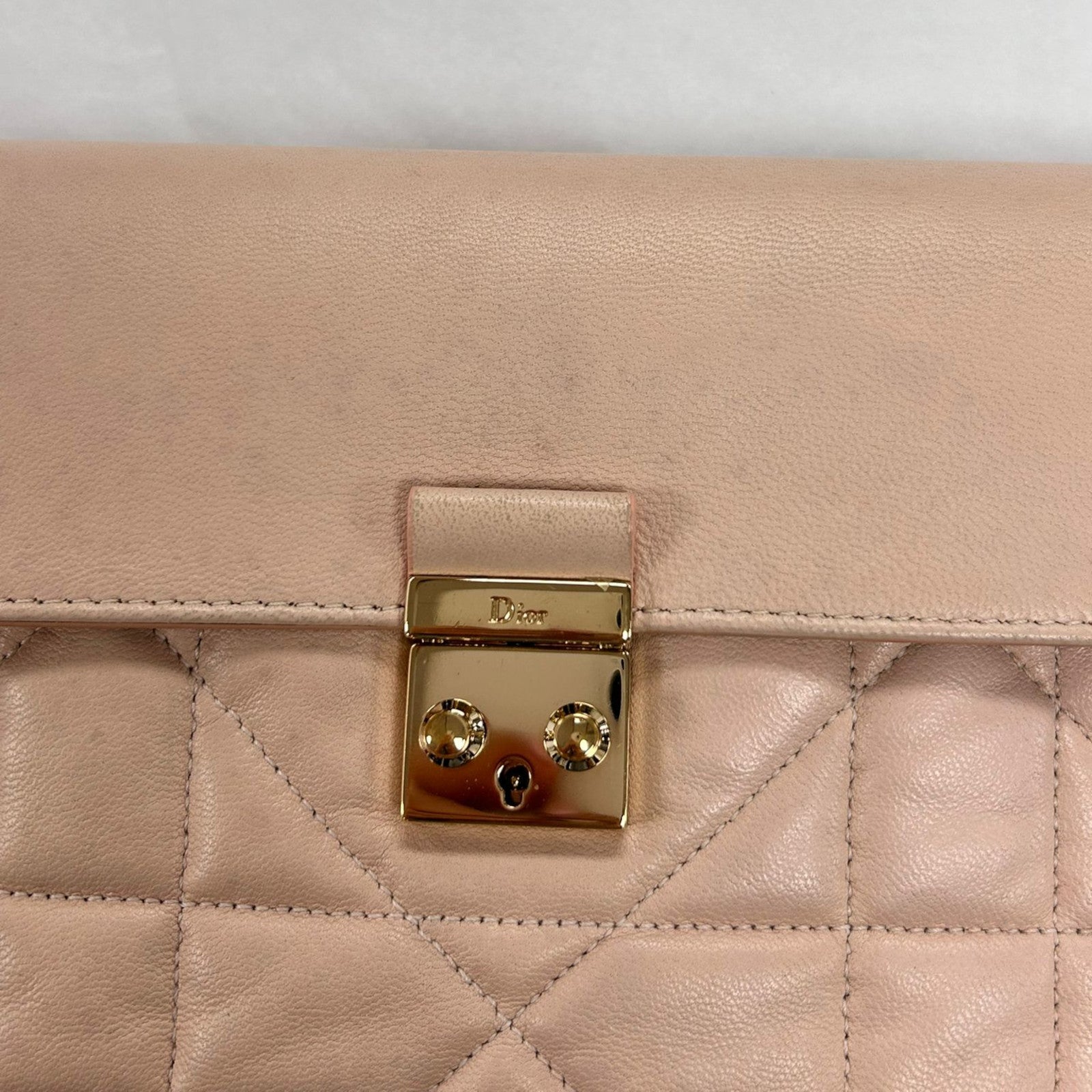 Dior 羊皮皮革Miss Dior Shoulder Bag金扣鏈手挽肩背兩用袋粉紅色