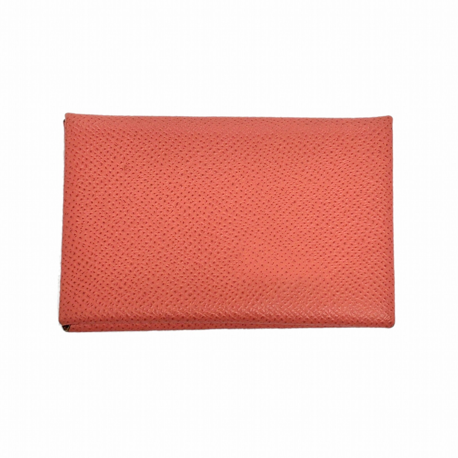 HERMES Epsom皮革Calvi Card Holder銀扣卡片套粉紅色