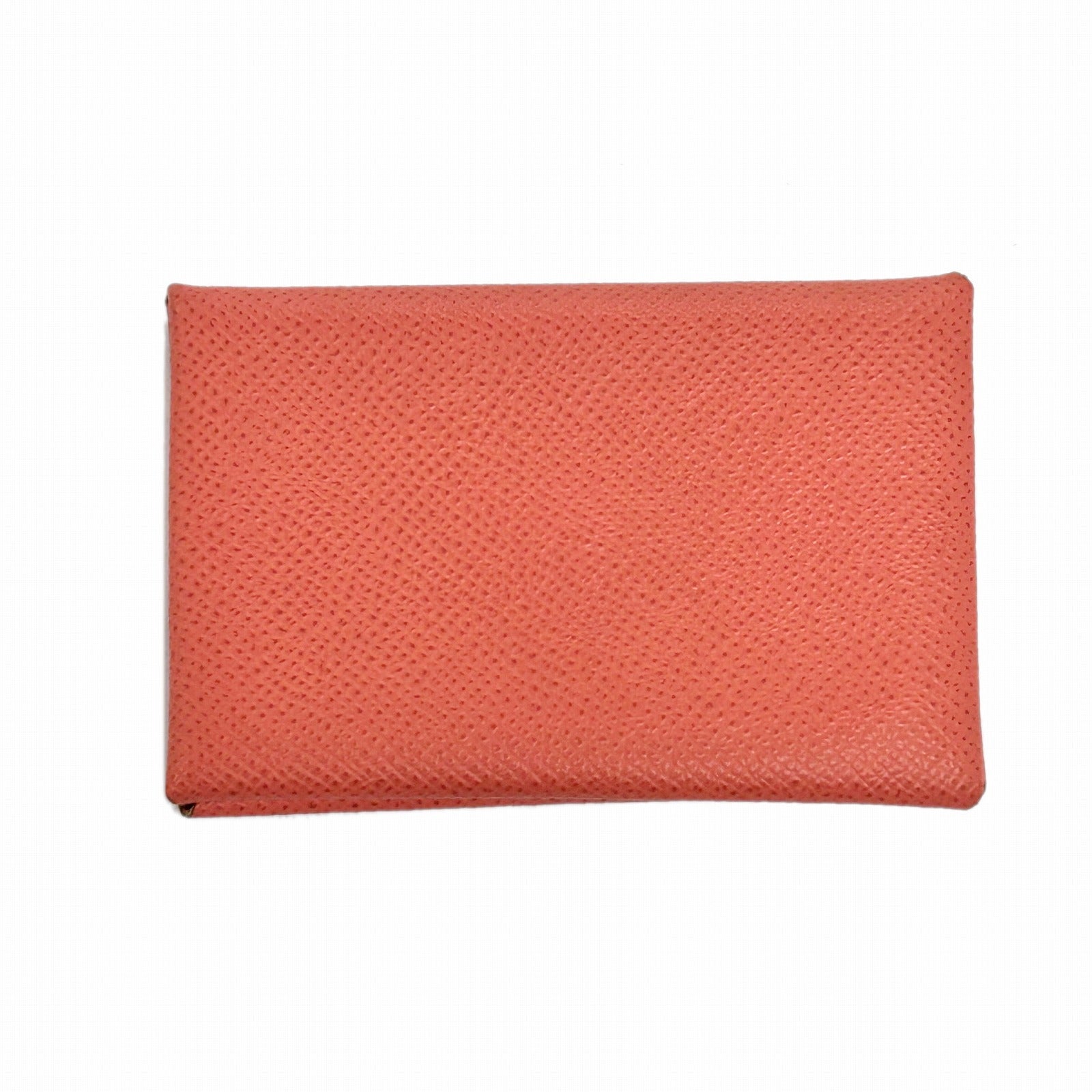 HERMES Epsom皮革Calvi Card Holder銀扣卡片套粉紅色
