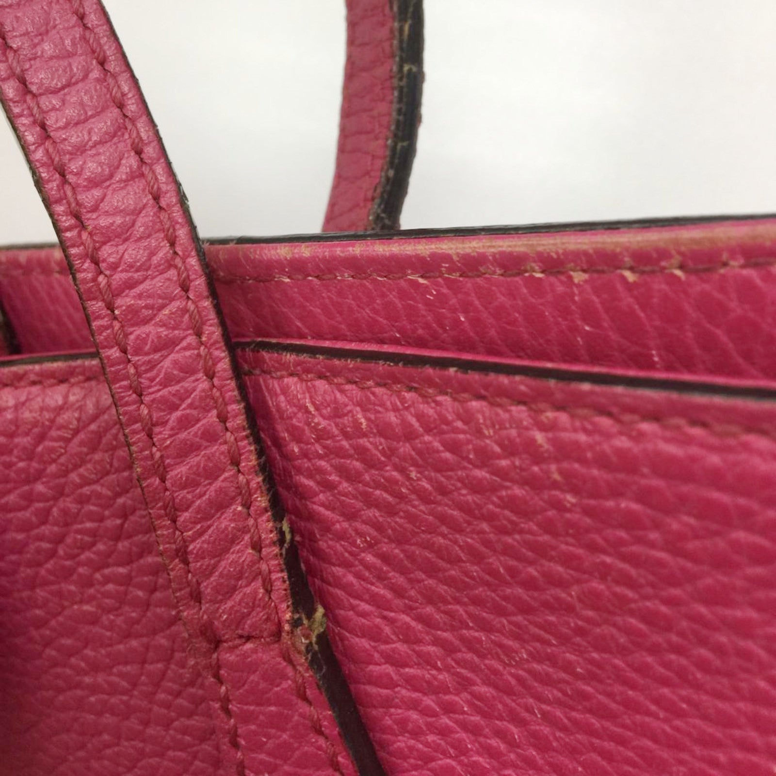 GUCCI 牛皮皮革Tote Bag金扣肩背袋桃紅色
