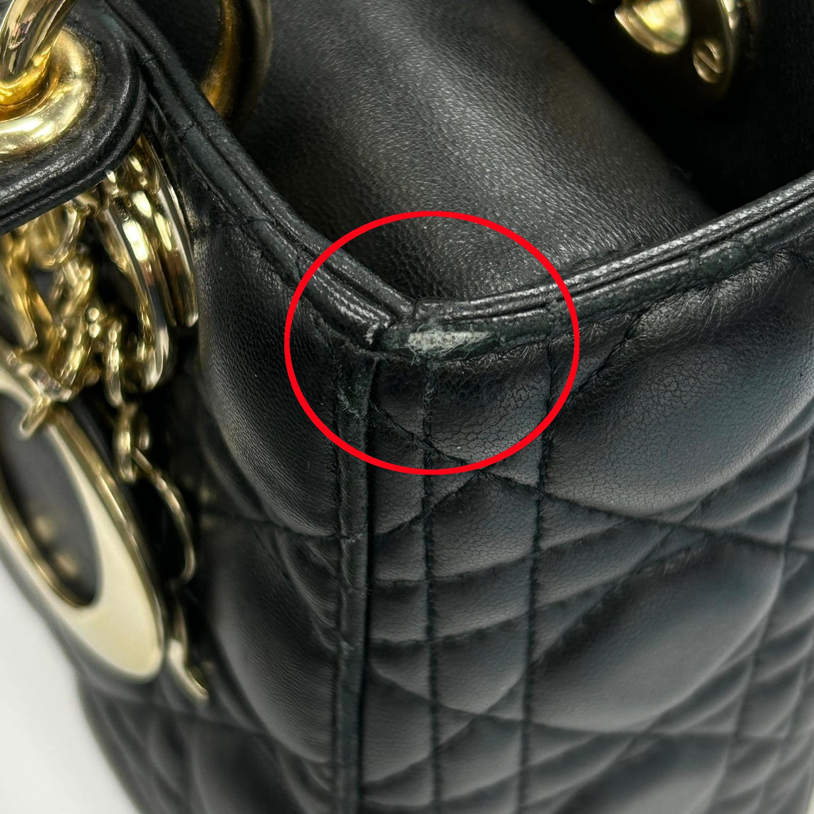 Dior 牛皮皮革Lady Dior金扣手挽肩背兩用袋黑色