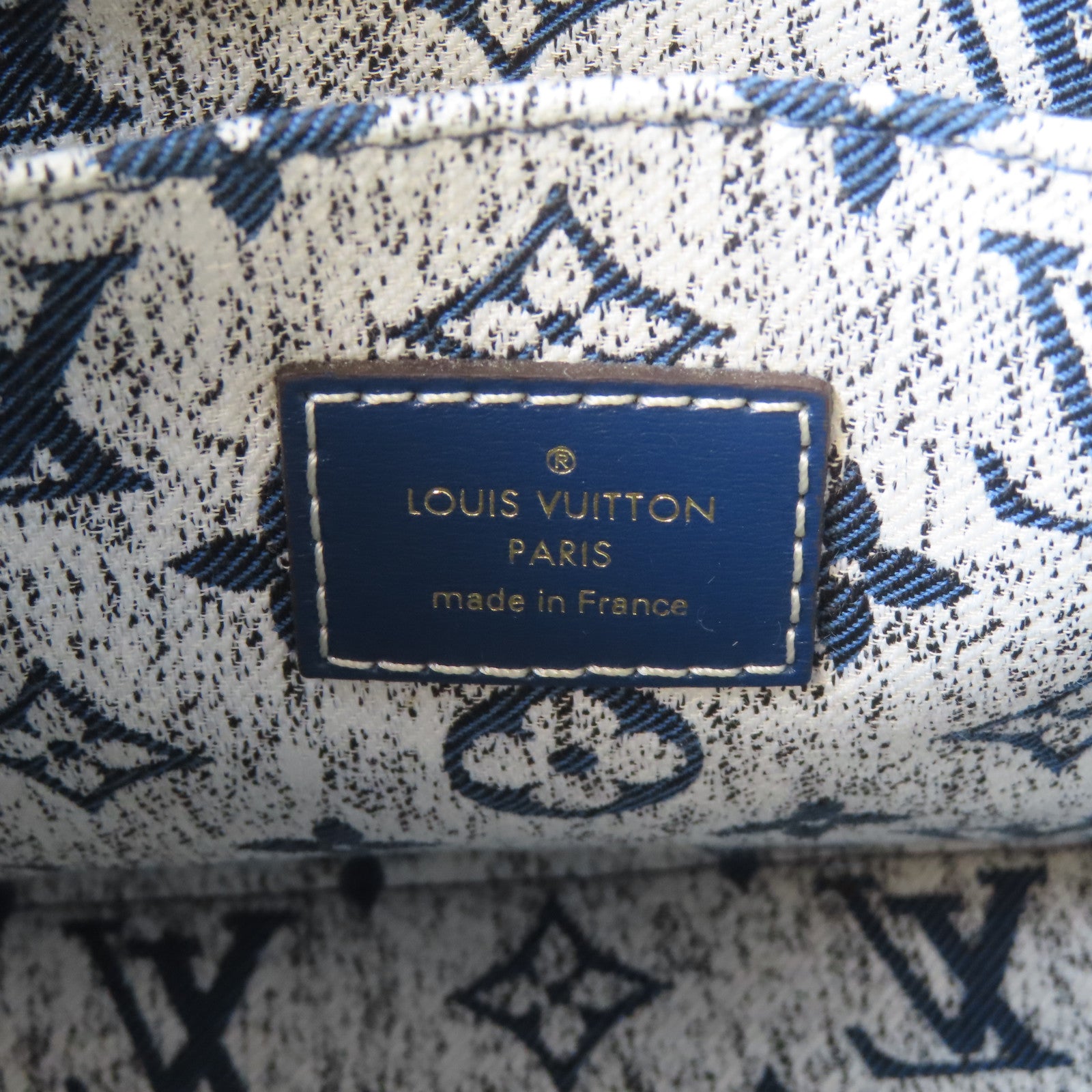 LOUIS VUITTON 牛仔布料On The Go MM金扣手挽肩背兩用袋藍色