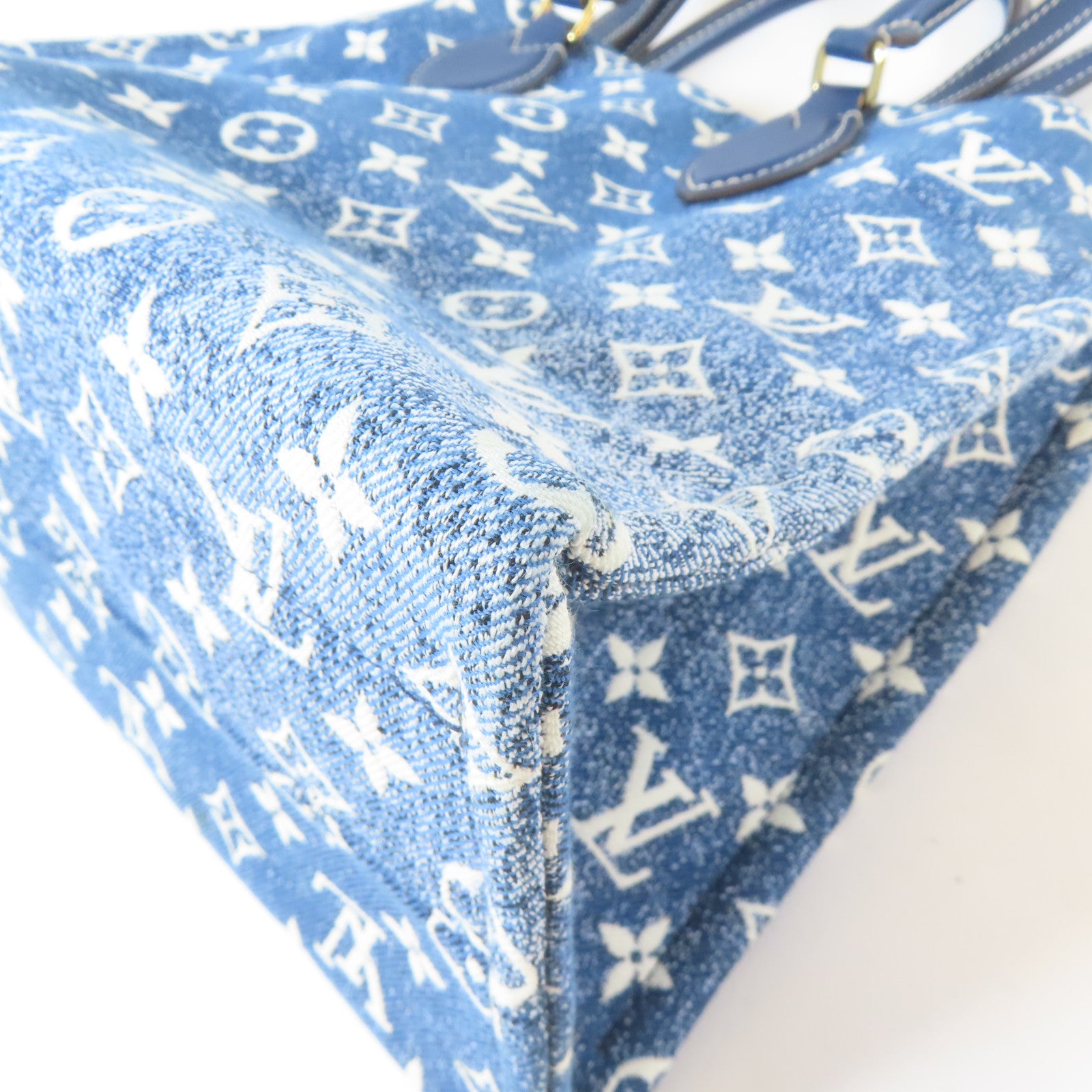 LOUIS VUITTON 牛仔布料On The Go MM金扣手挽肩背兩用袋藍色