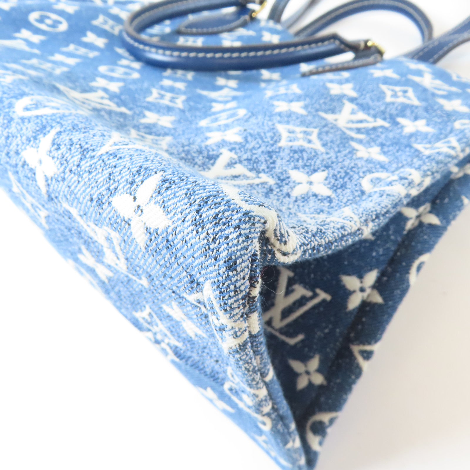 LOUIS VUITTON 牛仔布料On The Go MM金扣手挽肩背兩用袋藍色