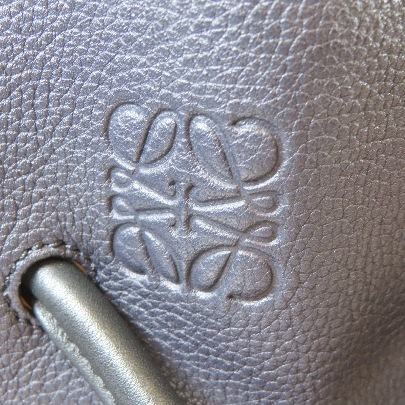 LOEWE 牛皮皮革Flamenco Knot Tote銀扣肩背袋深藍色