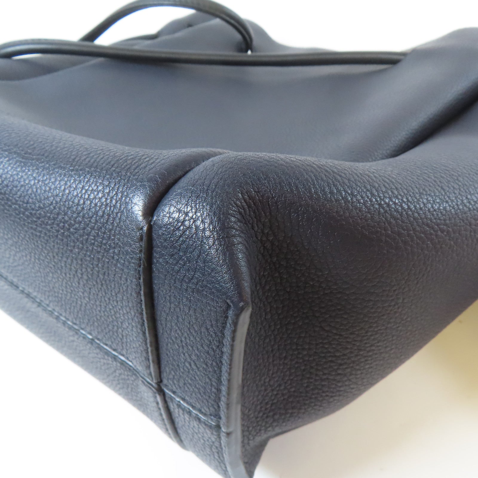 LOEWE 牛皮皮革Flamenco Knot Tote銀扣肩背袋深藍色