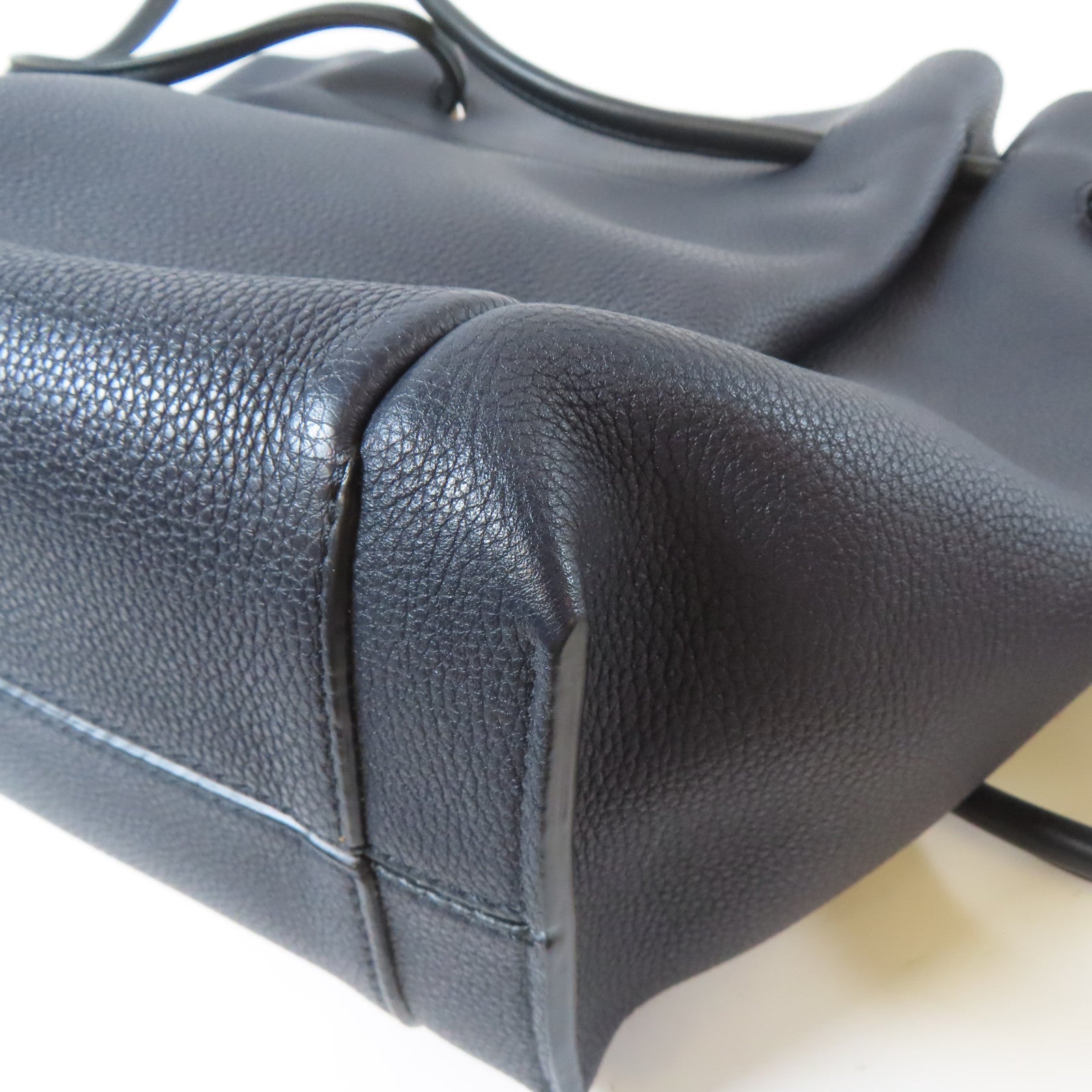 LOEWE 牛皮皮革Flamenco Knot Tote銀扣肩背袋深藍色