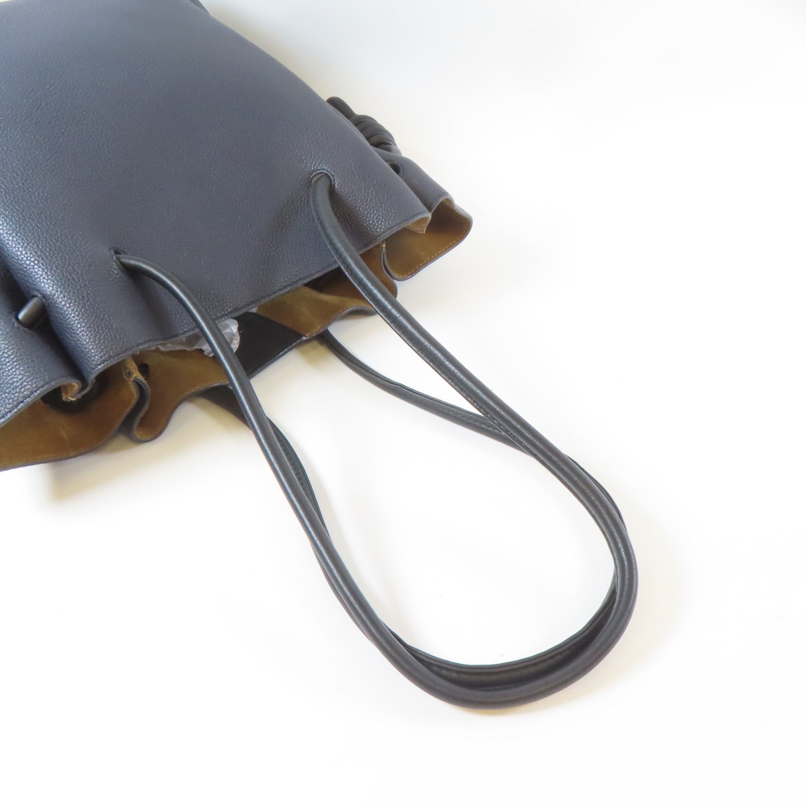 LOEWE 牛皮皮革Flamenco Knot Tote銀扣肩背袋深藍色
