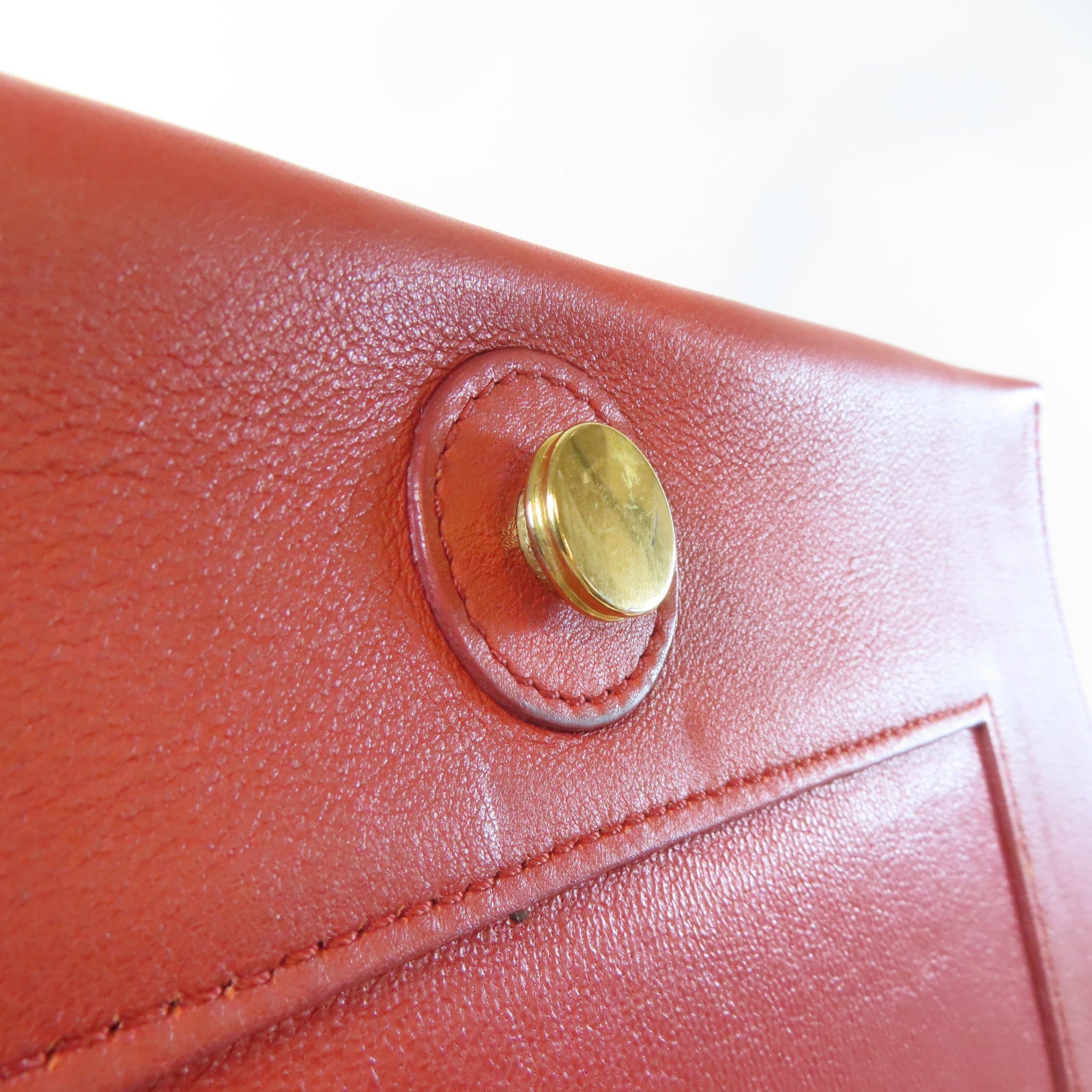 CELINE 【激減優惠】牛皮皮革Shoulder Bag金扣肩背袋啡色/橙紅色
