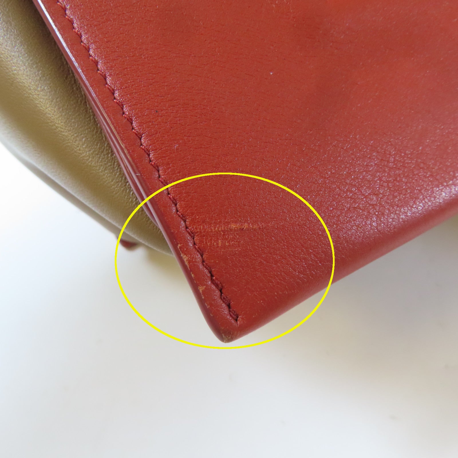 CELINE 【激減優惠】牛皮皮革Shoulder Bag金扣肩背袋啡色/橙紅色