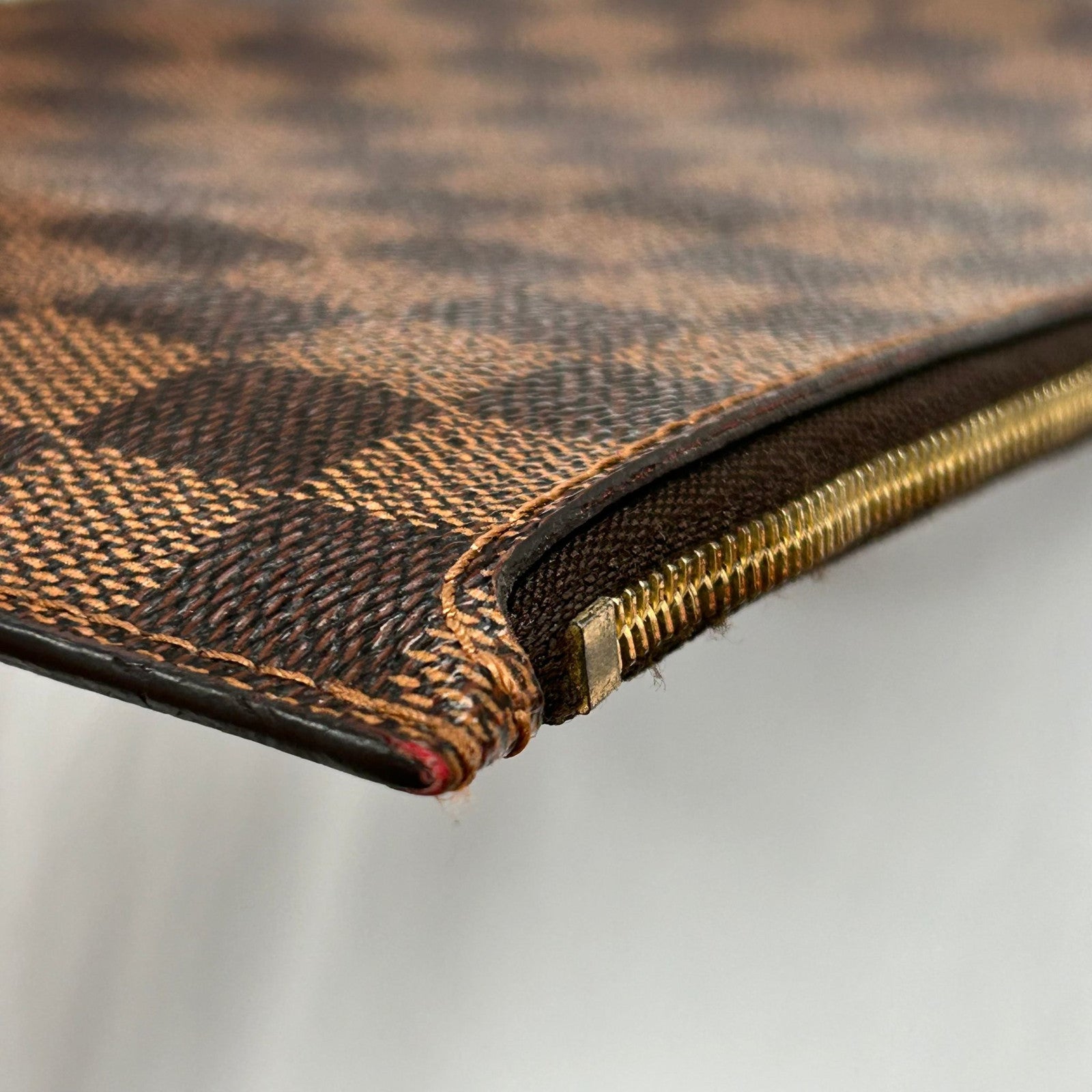 LOUIS VUITTON Damier Ebene Neverfull MM金扣手挽袋啡色