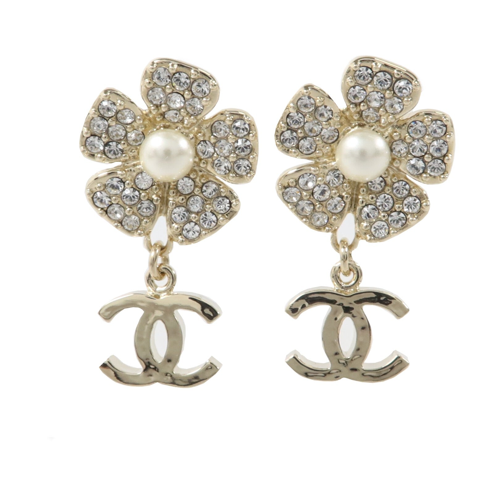 CHANEL 金屬/水晶Pierced Earring耳環