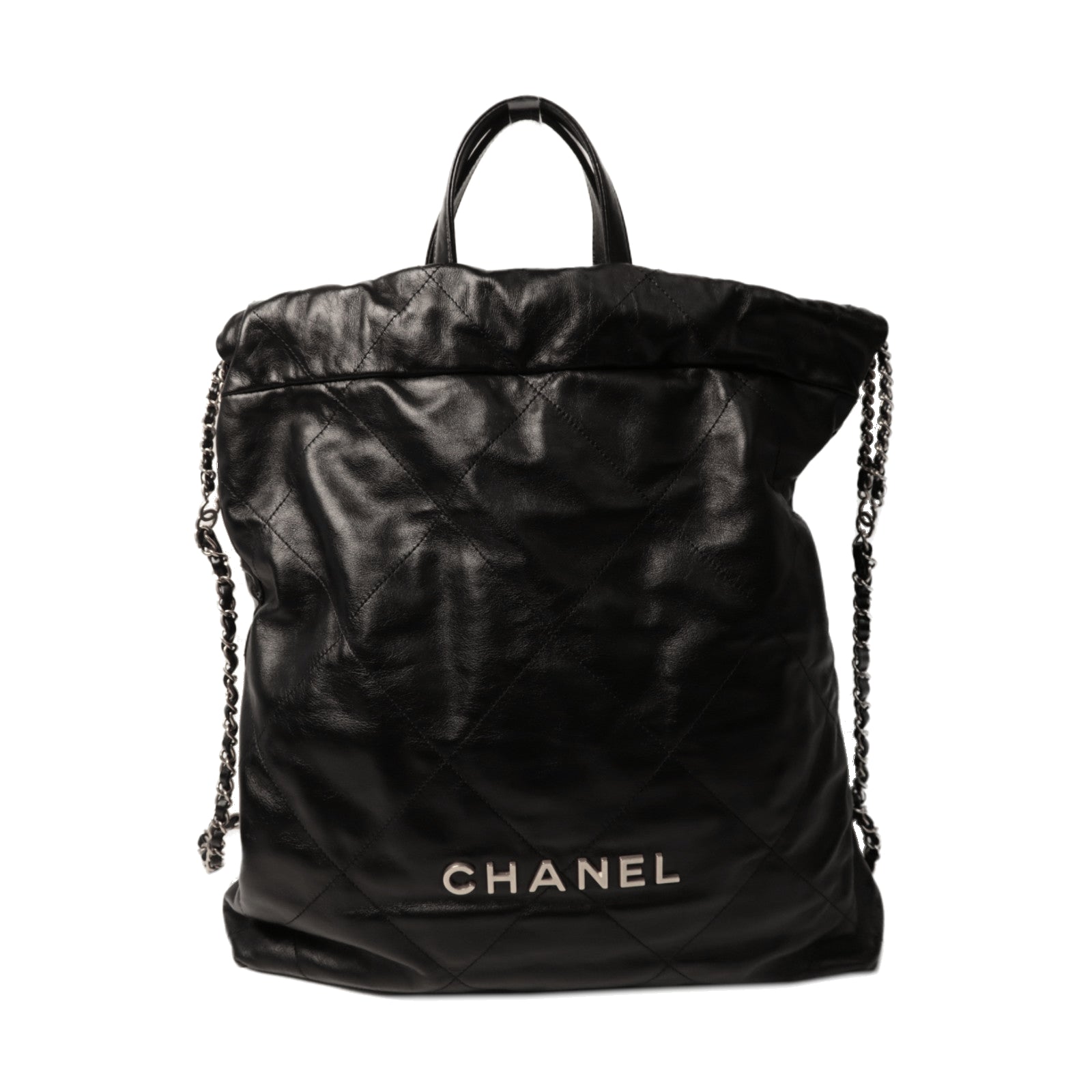 CHANEL 【激減優惠】菱格牛皮皮革C22 Backpack金扣背包黑色