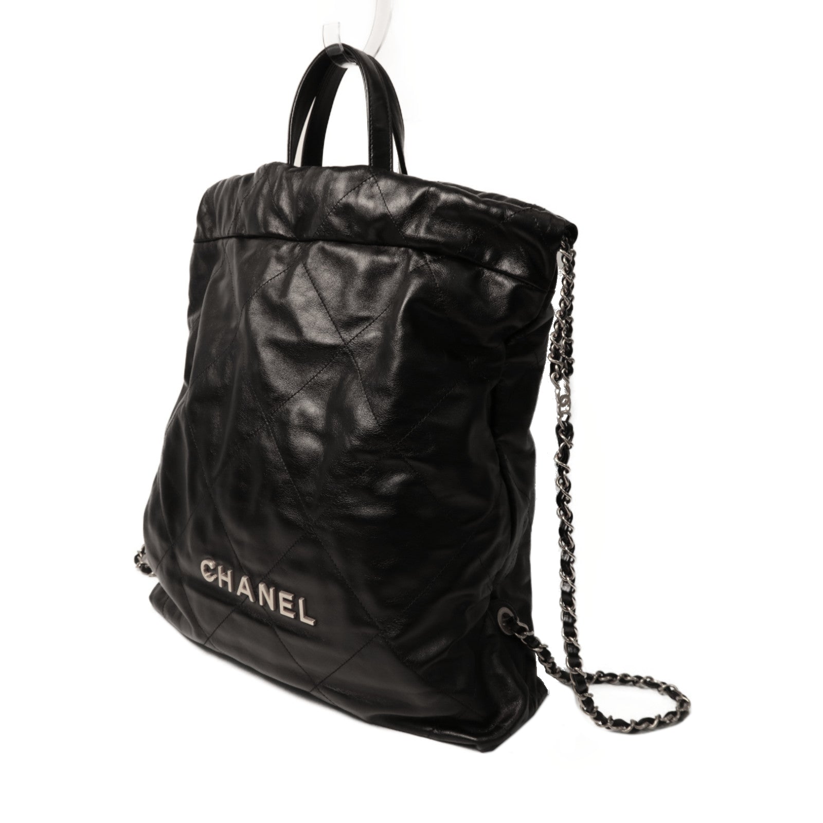 CHANEL 【激減優惠】菱格牛皮皮革C22 Backpack金扣背包黑色
