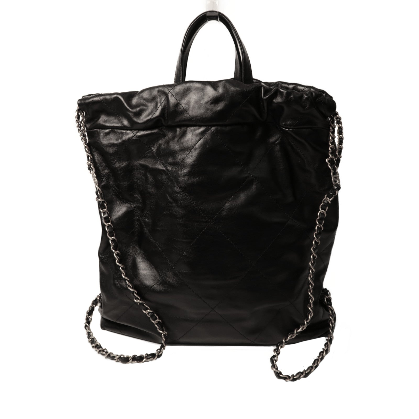 CHANEL 【激減優惠】菱格牛皮皮革C22 Backpack金扣背包黑色