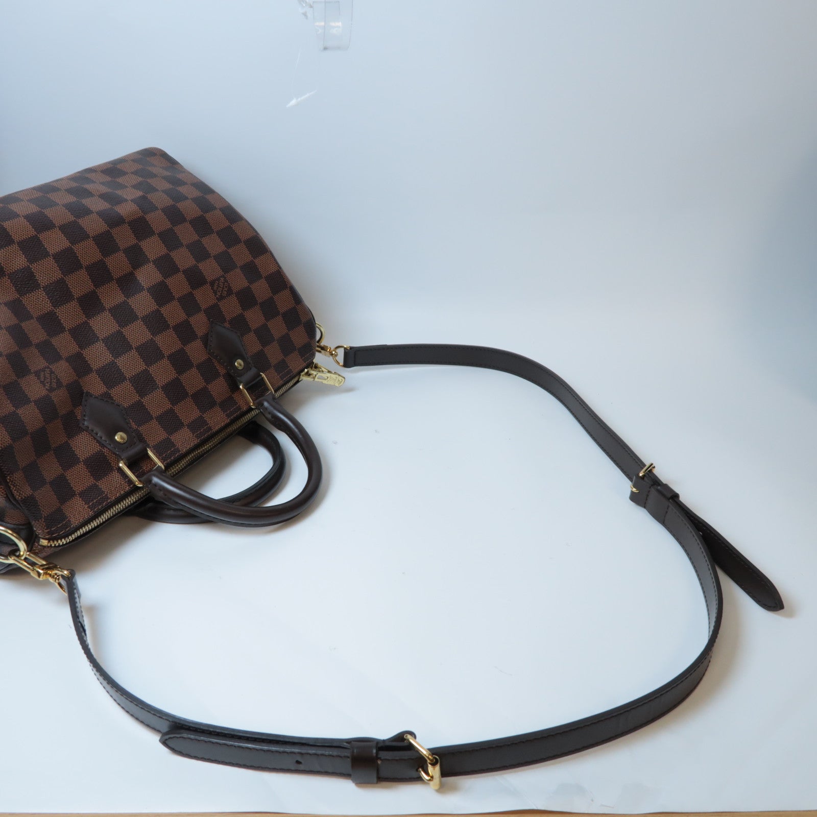 LOUIS VUITTON 【激減優惠】Damier Speedy Bandouliere 30金扣手挽肩背兩用袋啡色