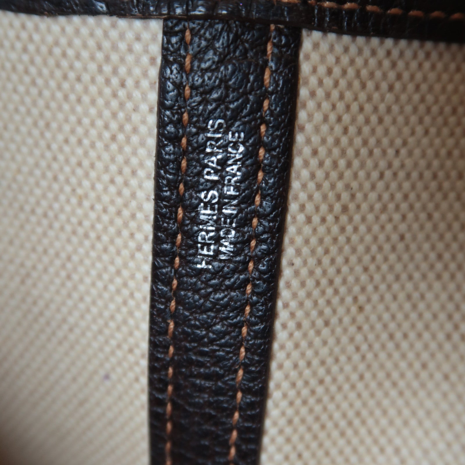 HERMES 【激減優惠】帆布GardenParty PM Toile銀扣手挽袋啡色