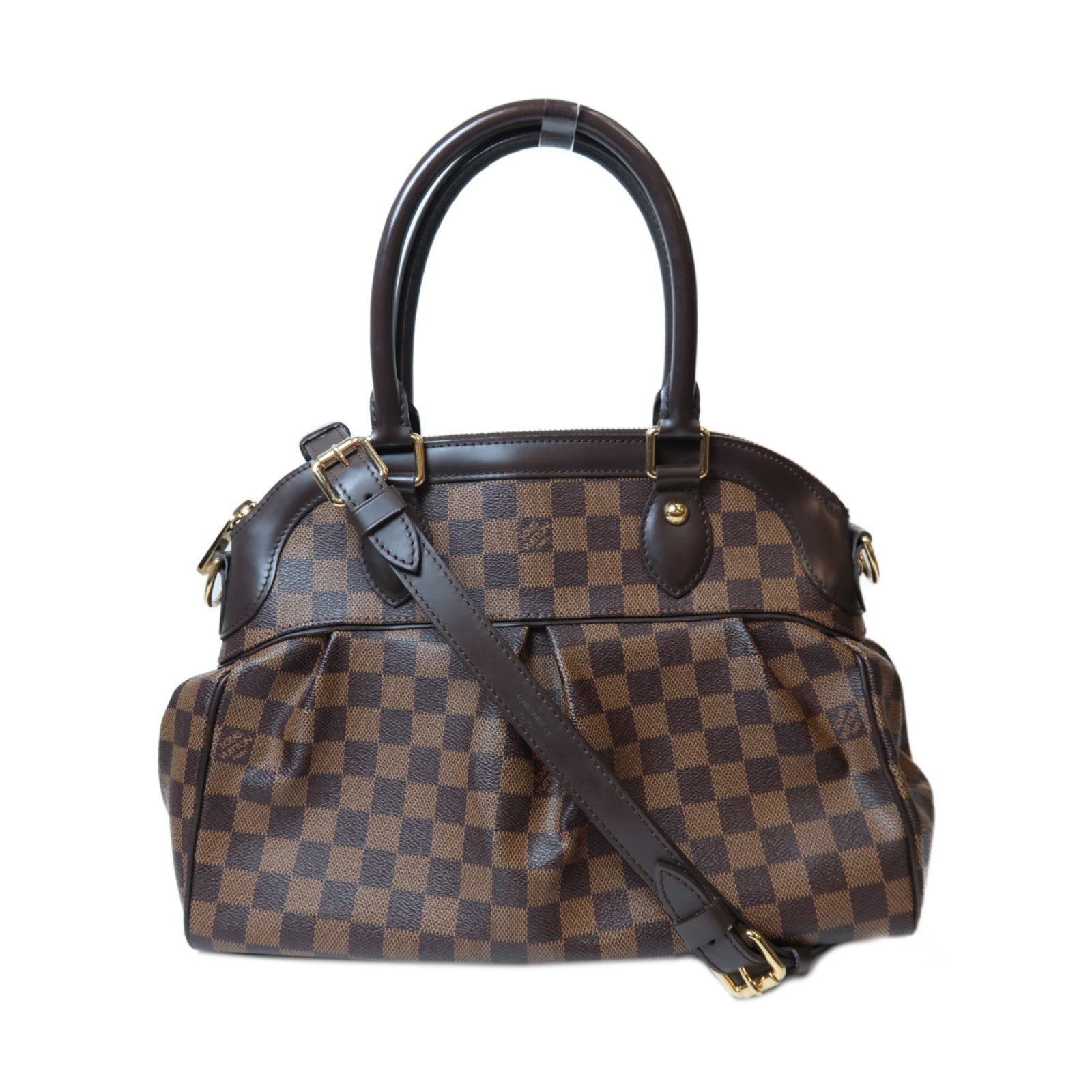 LOUIS VUITTON 【激減優惠】Damier Trevi PM金扣手挽肩背兩用袋啡色