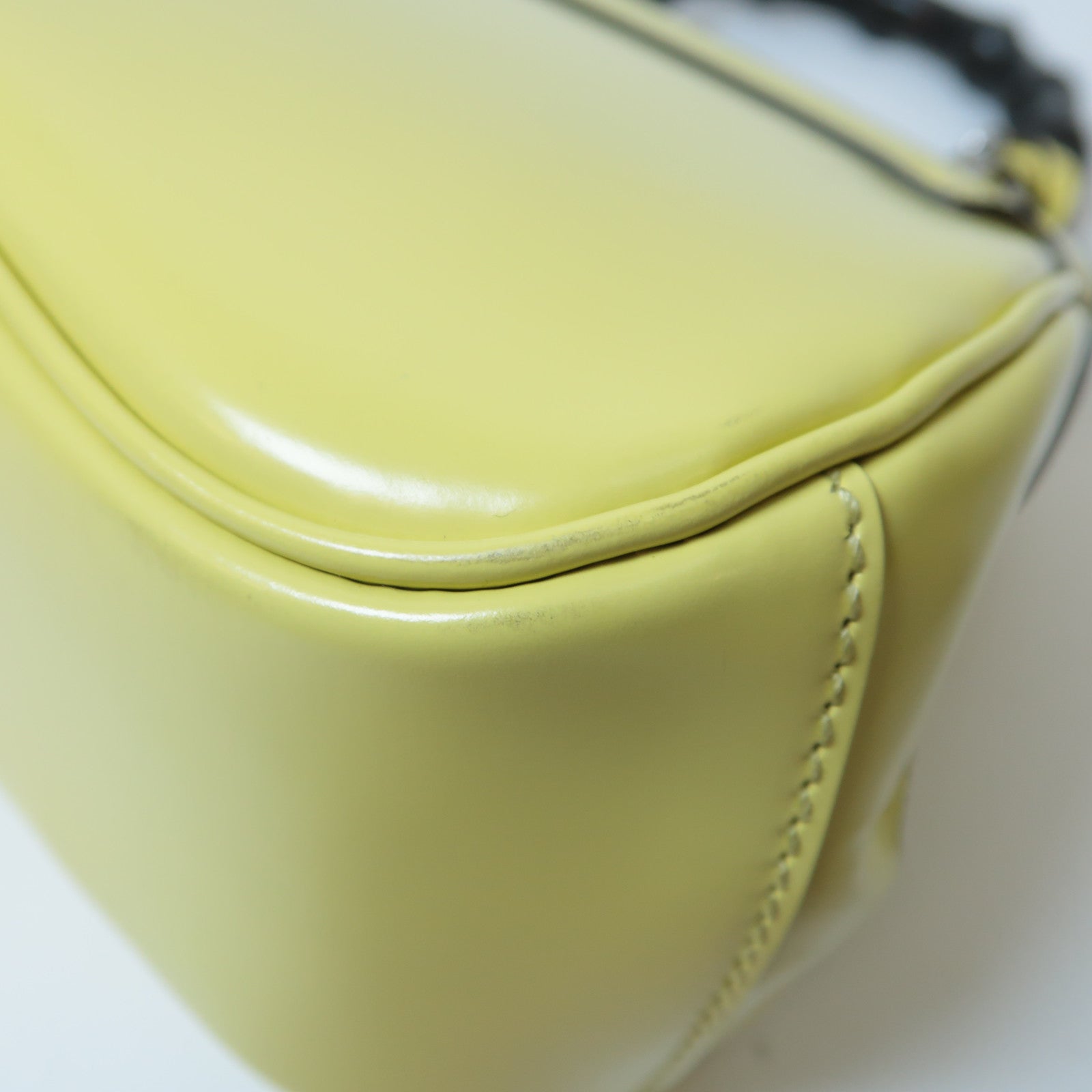 GUCCI 【激減優惠】竹柄/牛皮皮革Bamboo Lady Lock Bag銀扣手挽肩背兩用袋黃色