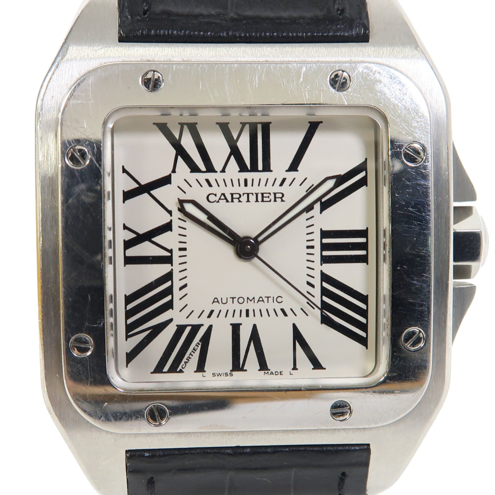 CARTIER Santos 100不鏽鋼手錶自動機芯銀色