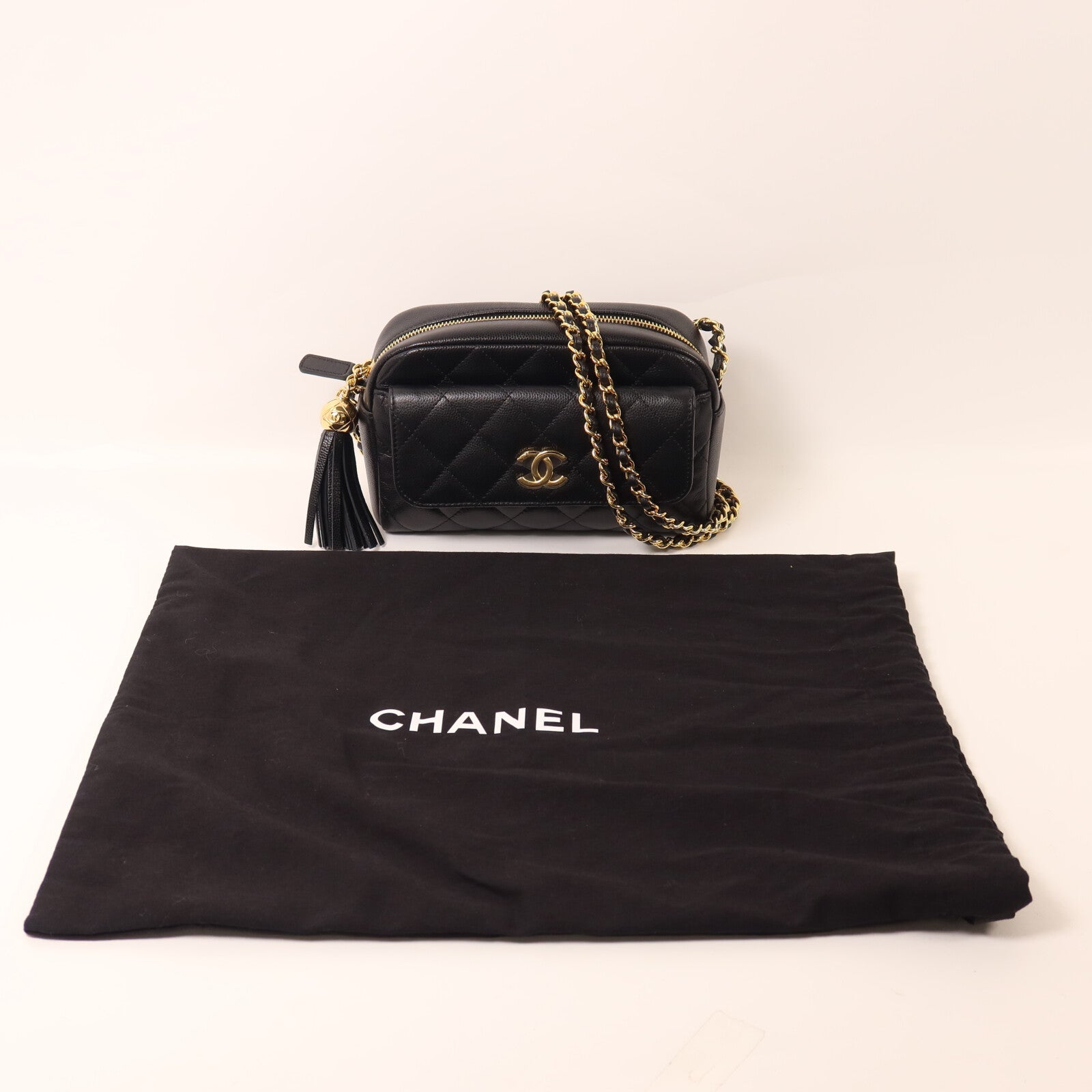 CHANEL 牛皮皮革Mini Camera Bag鏈帶肩背袋