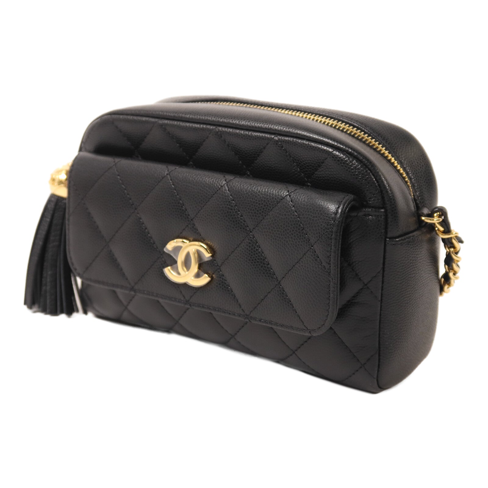 CHANEL 牛皮皮革Mini Camera Bag鏈帶肩背袋