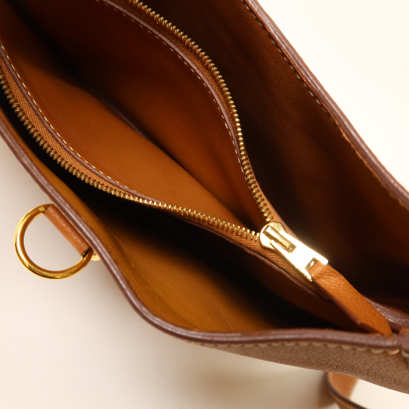 HERMES Evercolor皮革Trim Duo 24肩背袋Gold