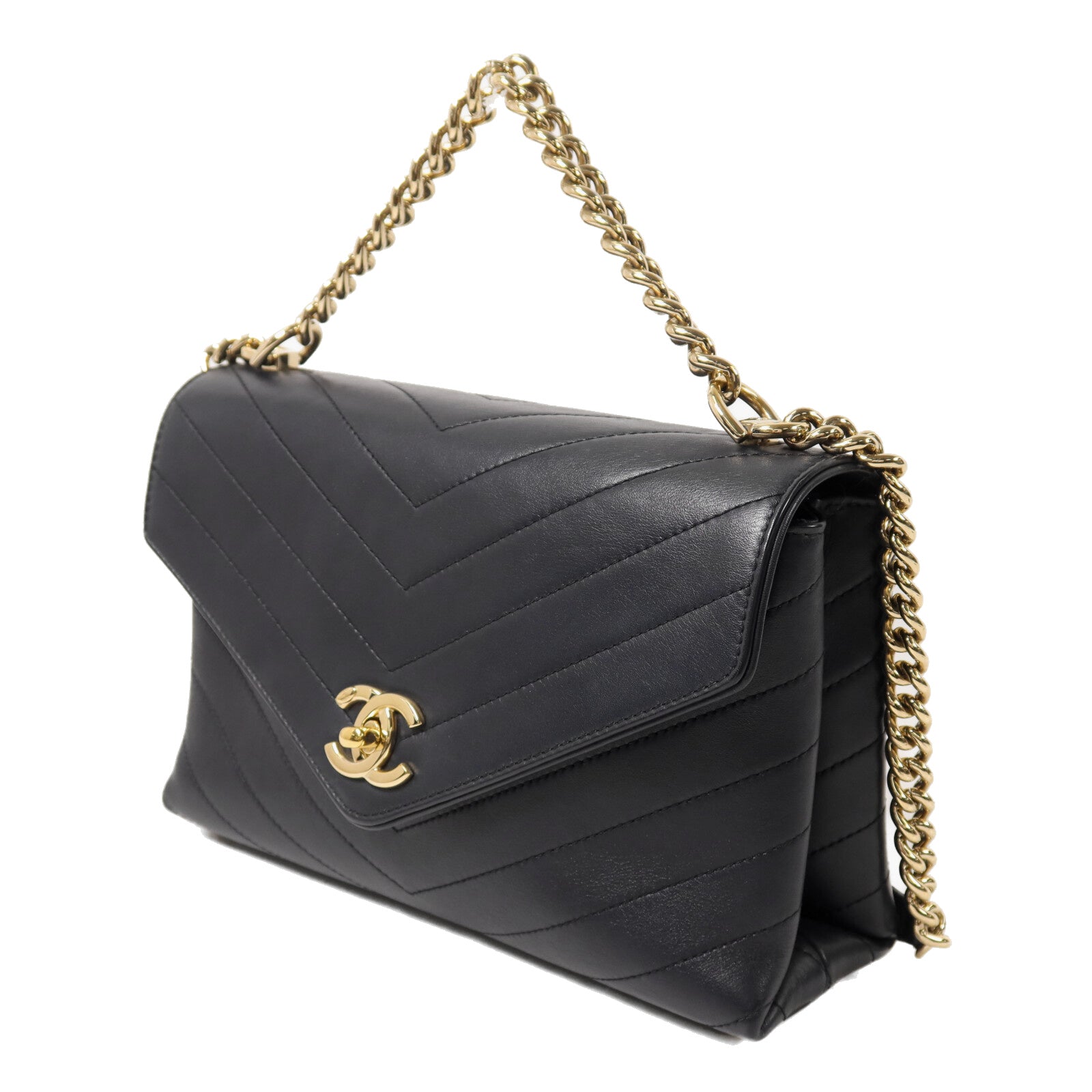 CHANEL 牛皮皮革Chain Shoulder鏈帶手挽肩背兩用袋