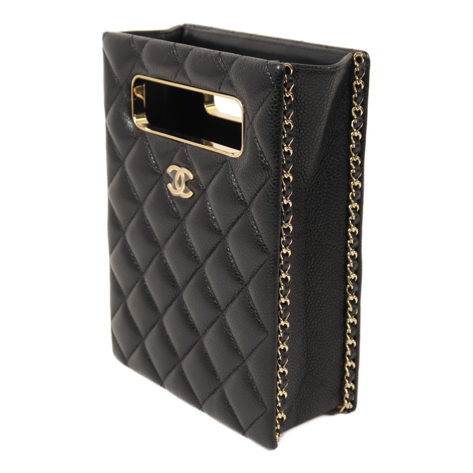 CHANEL 牛皮皮革Evening Box鏈帶手挽肩背兩用袋